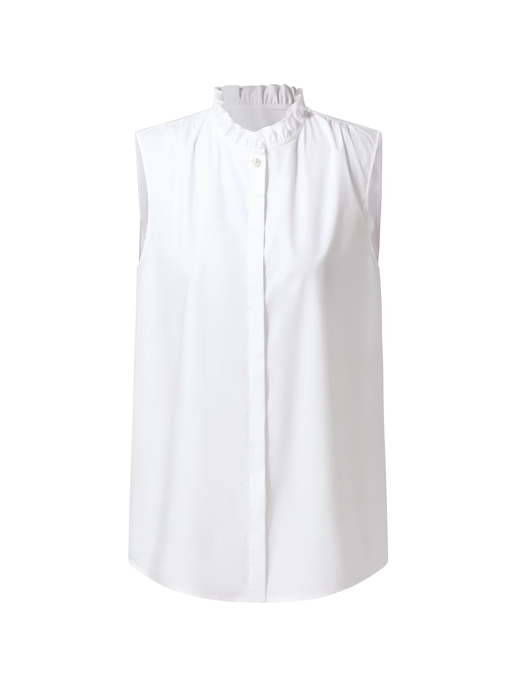 Ruffle Collar Pearl Button Shirt