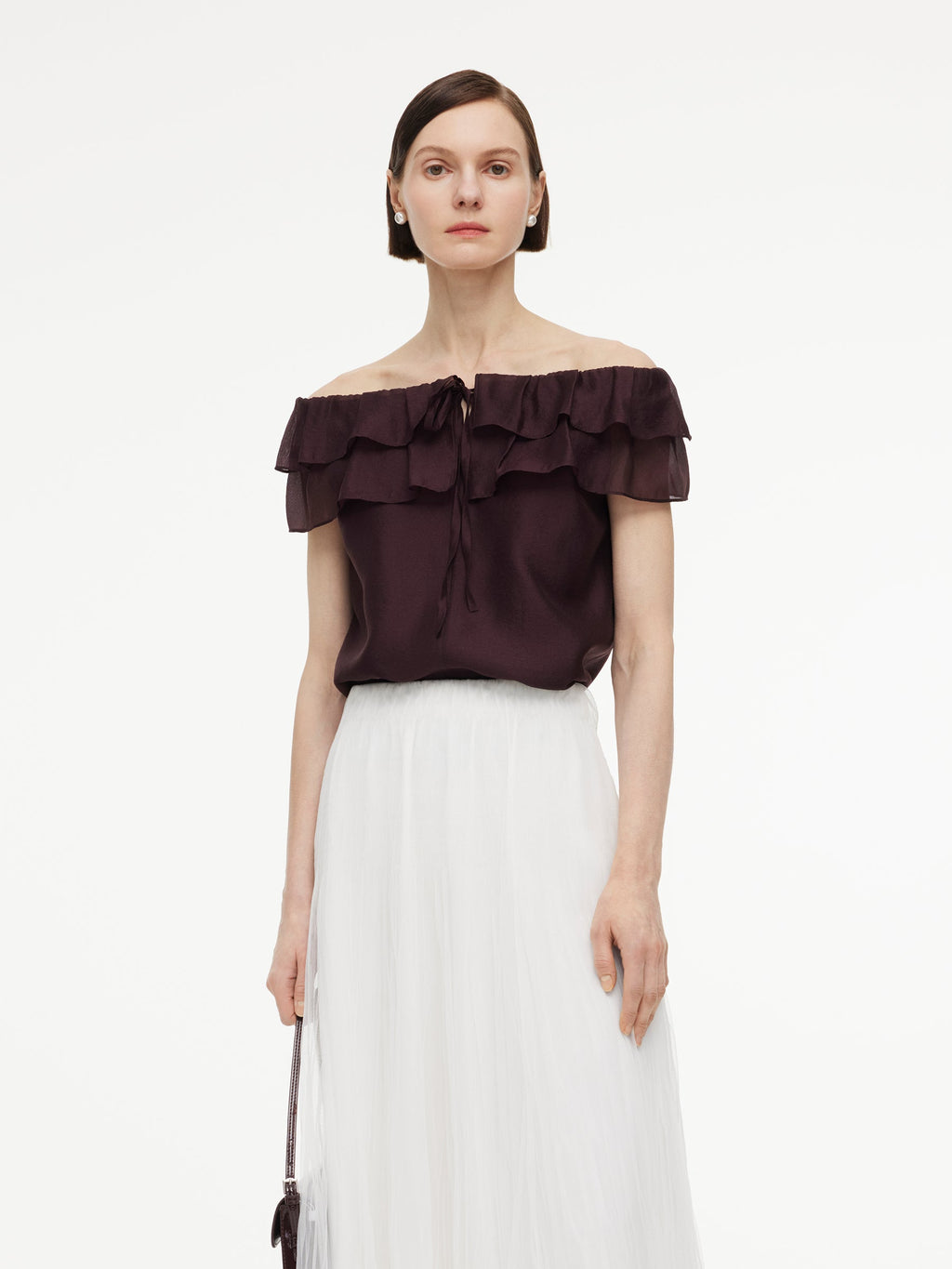 Off-Shoulder Ruffle Tie Top