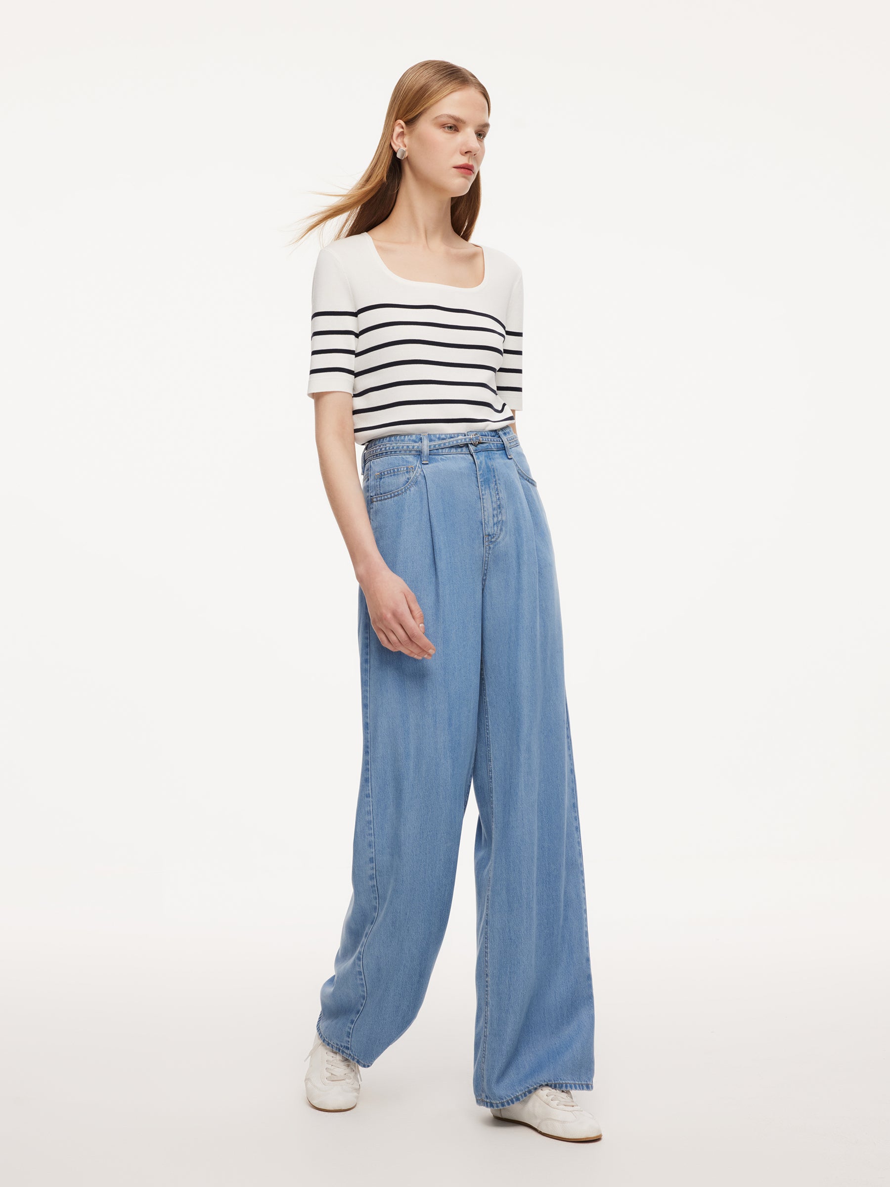 Front-Pleat Summer Denim