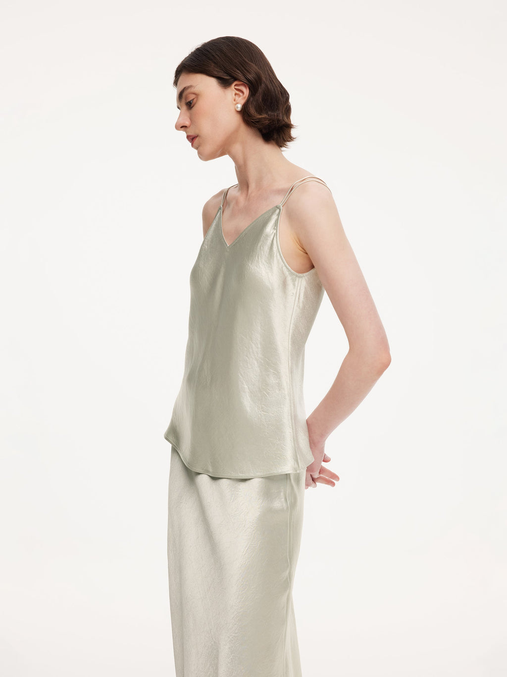 Acetate Bias-Cut V-Neck