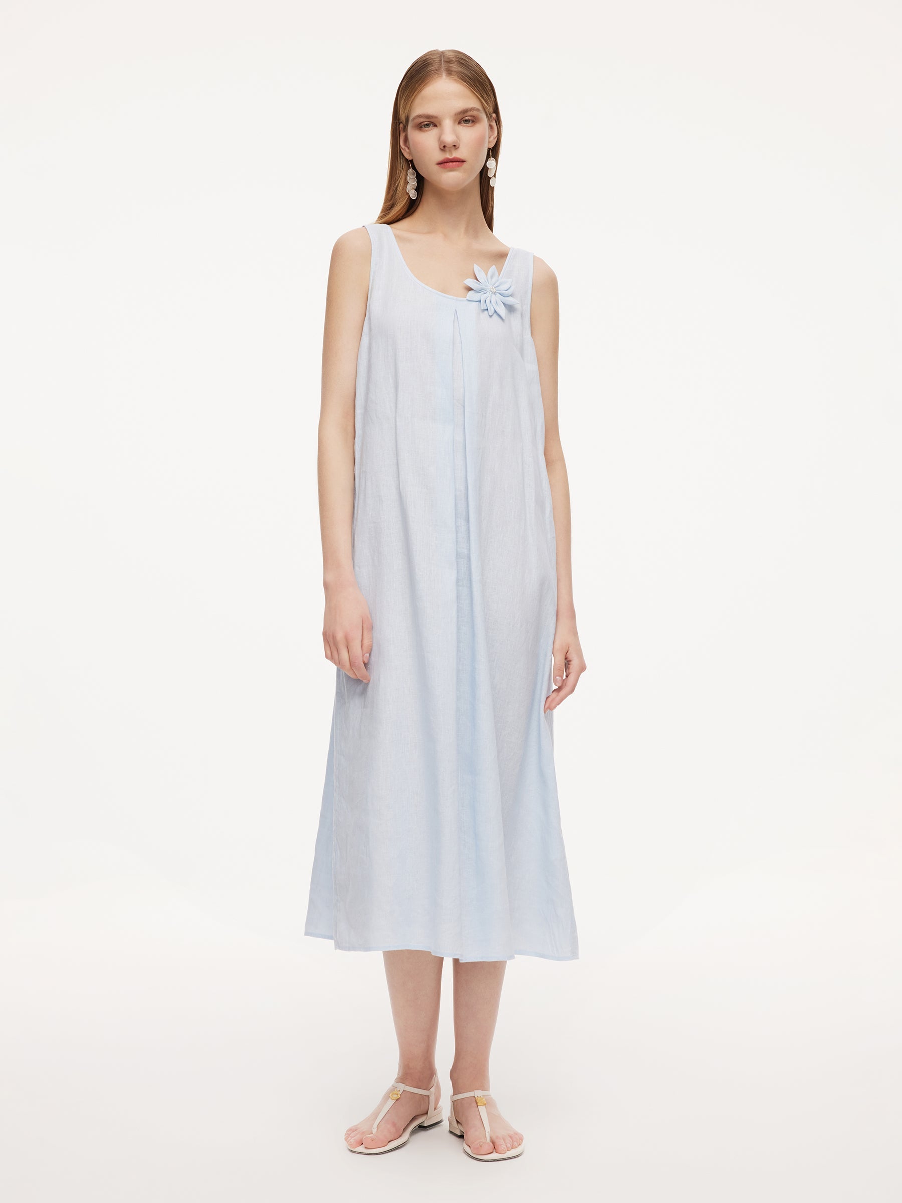 Linen U-Neck Dress