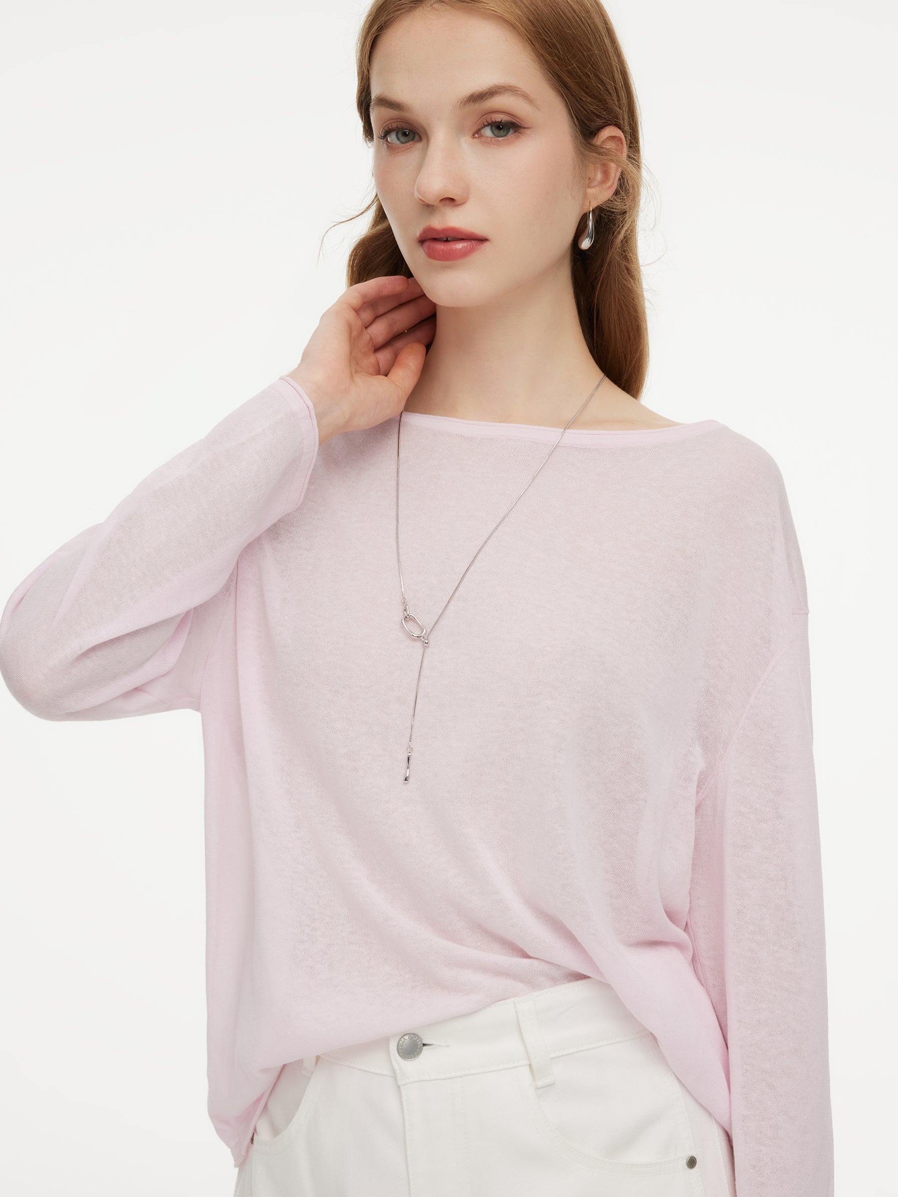 Triacetate-Cotton-Linen Drape Top