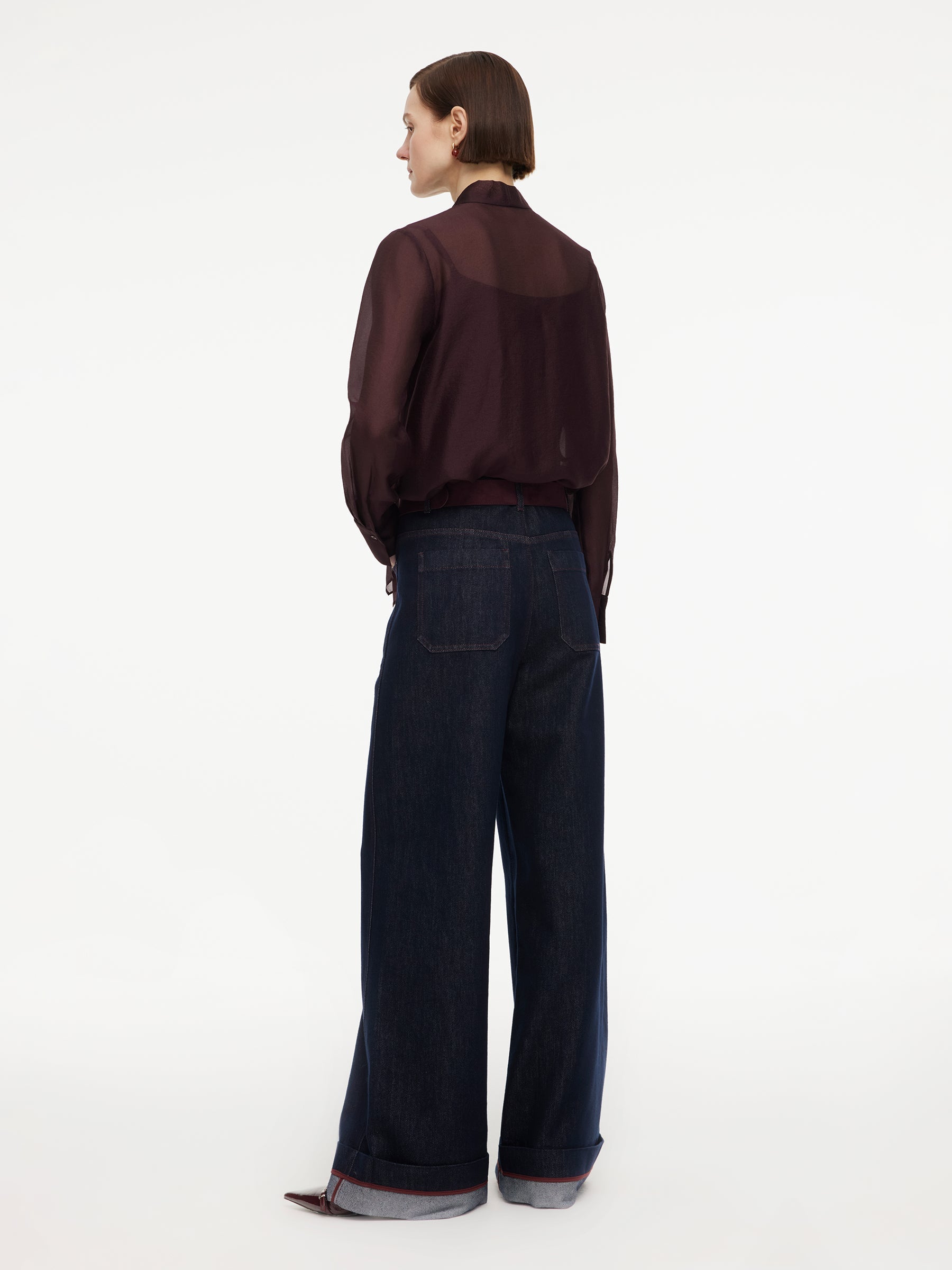 Lyocell-Cotton High-Waist Palazzo Jeans