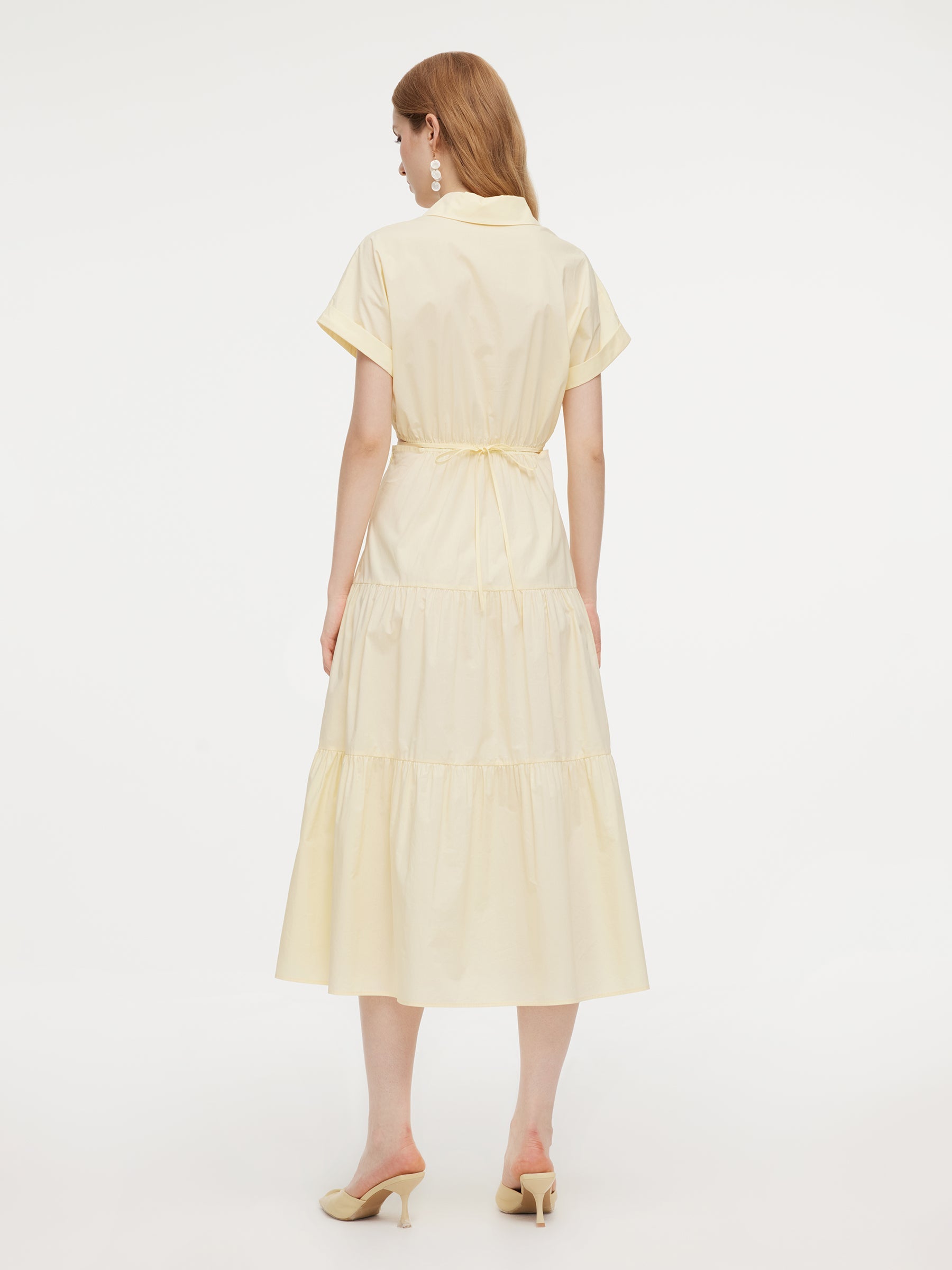 Cotton V-Neck Shirt Dress
