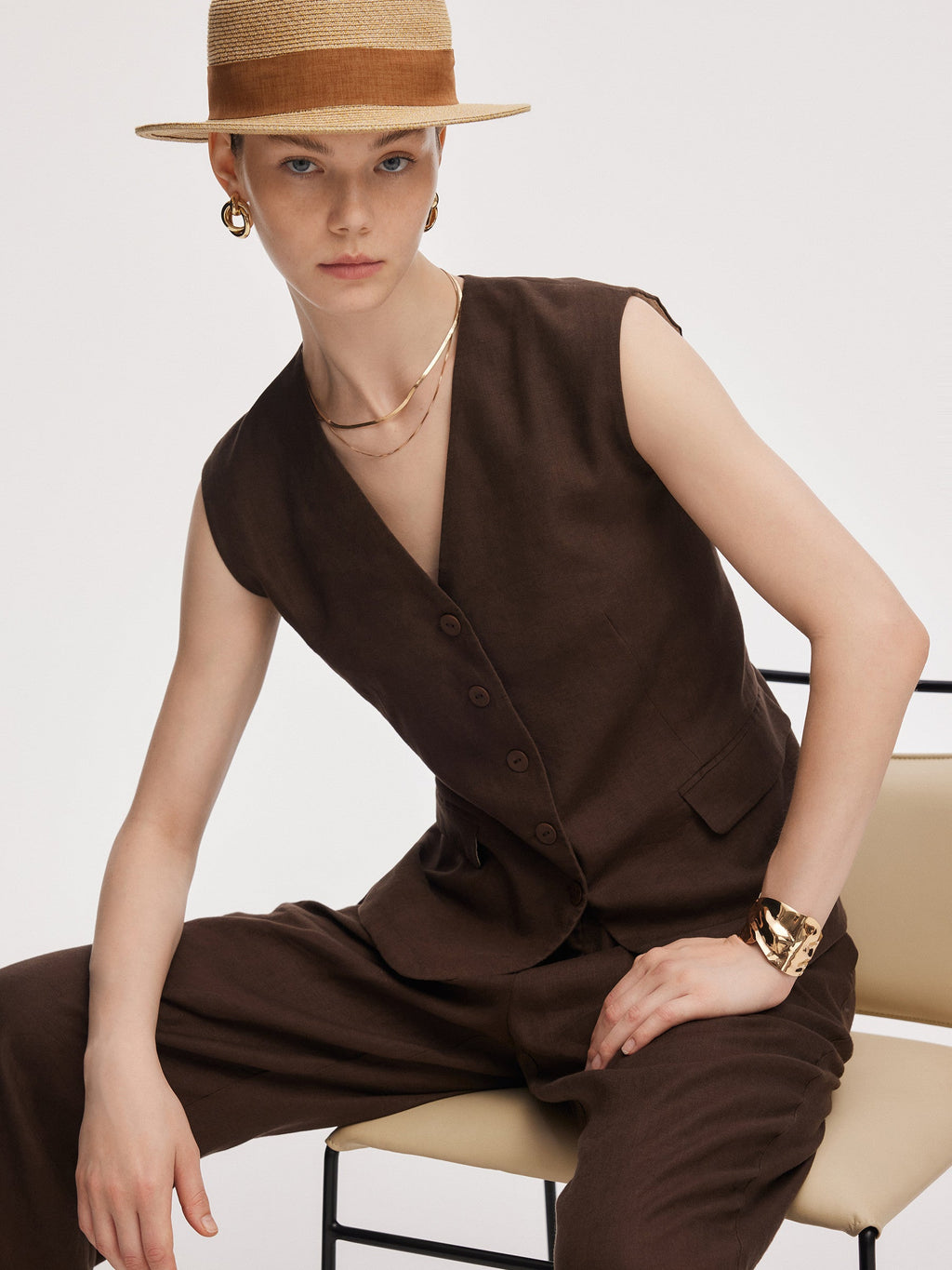 Linen Slim Fit Vest