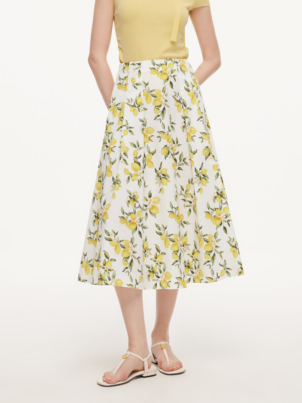 Lemon Print A-Line Skirt