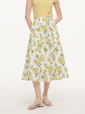 Lemon Print A-Line Skirt