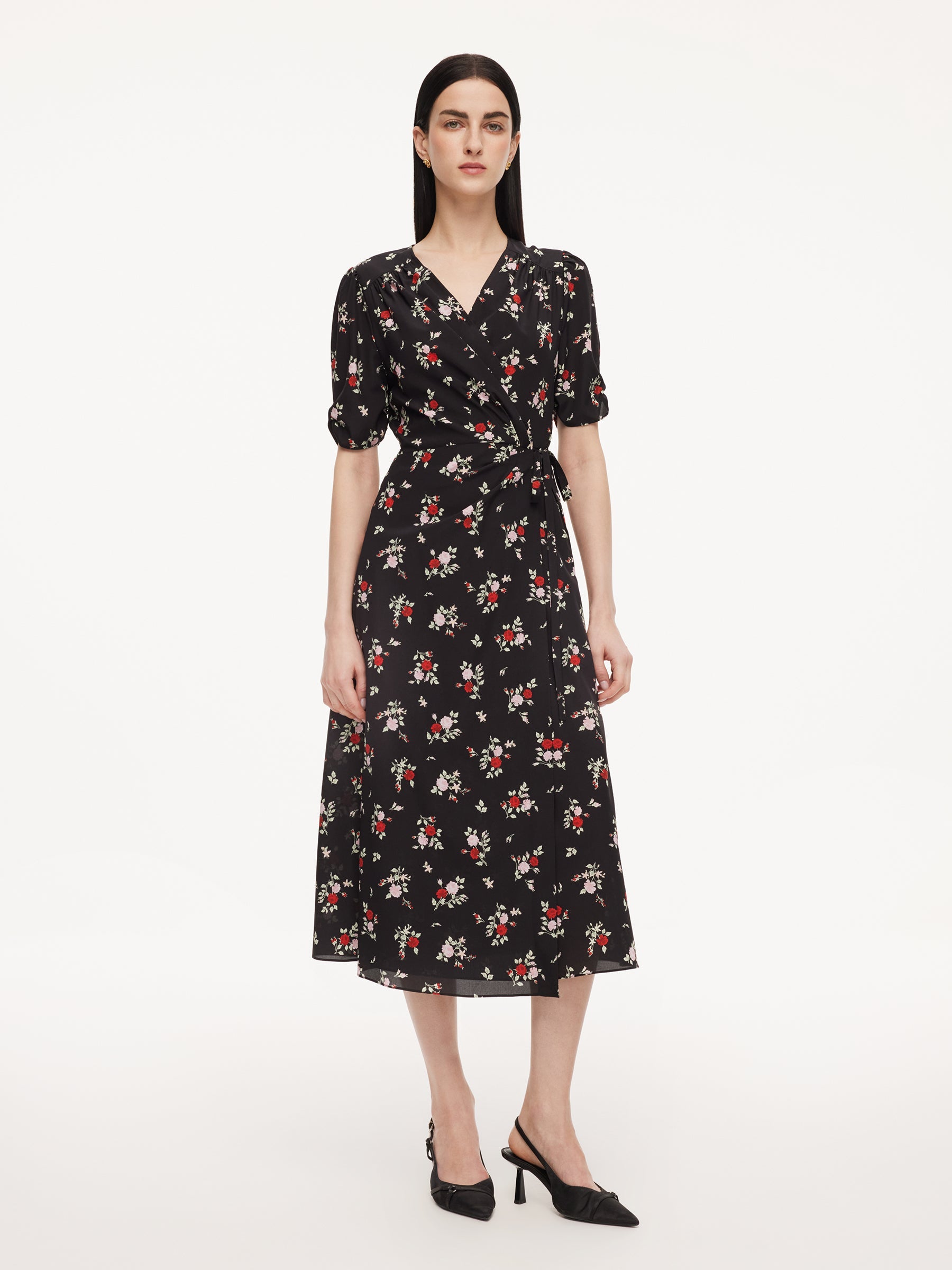 Mulberry Silk Floral Wrap Dress