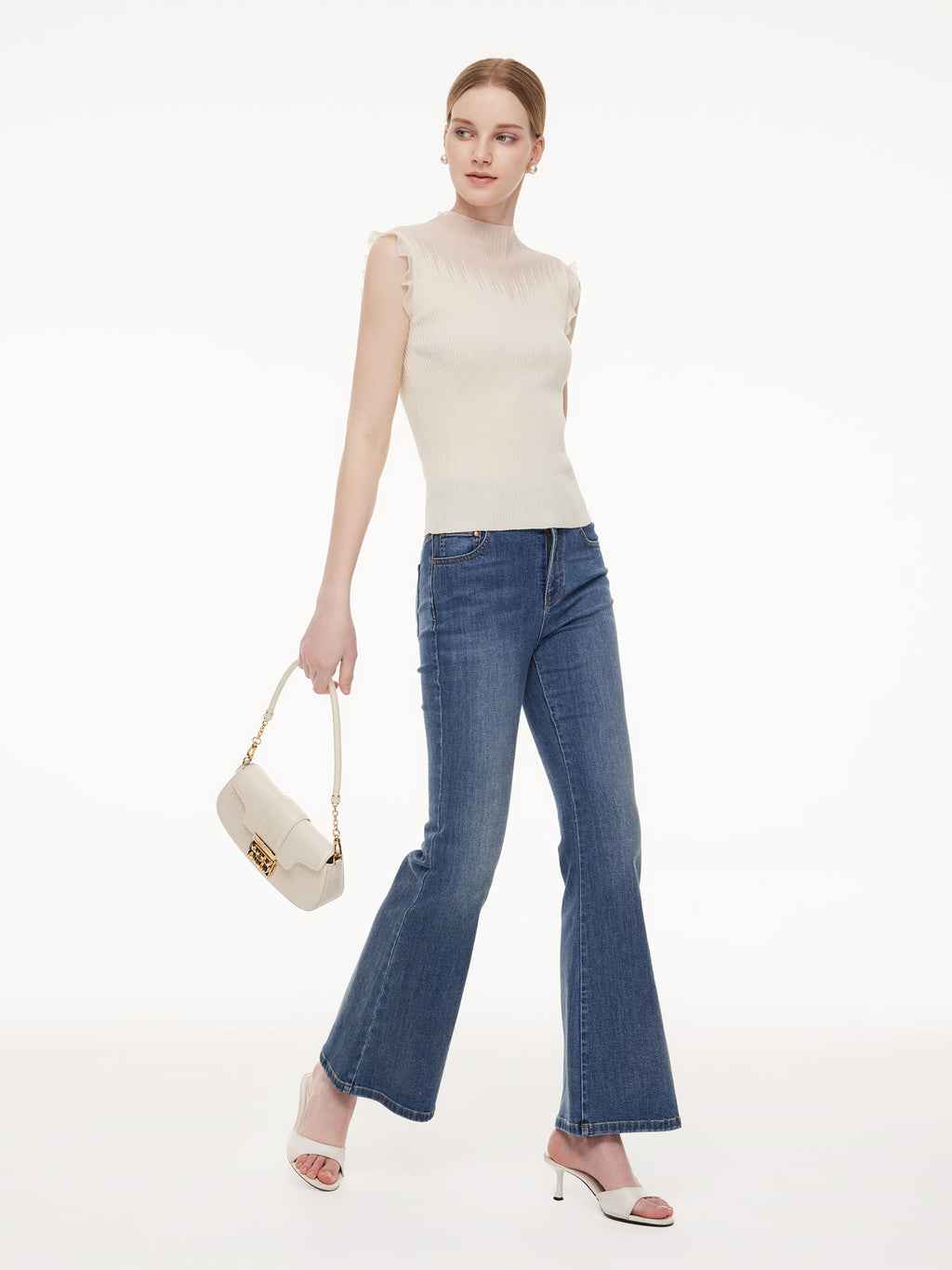 Mock-Neck Ruffle Tank