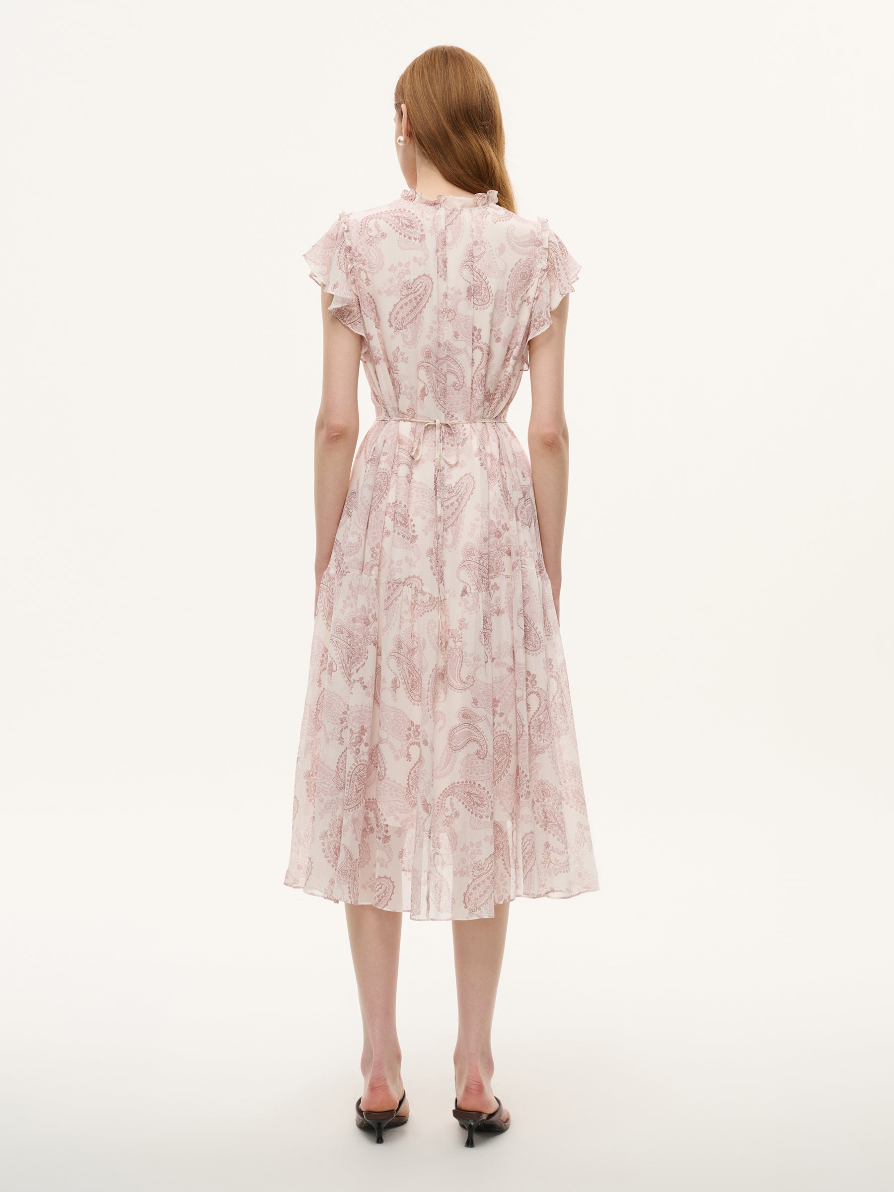 Back-Tie Ruffle Sleeve Dress