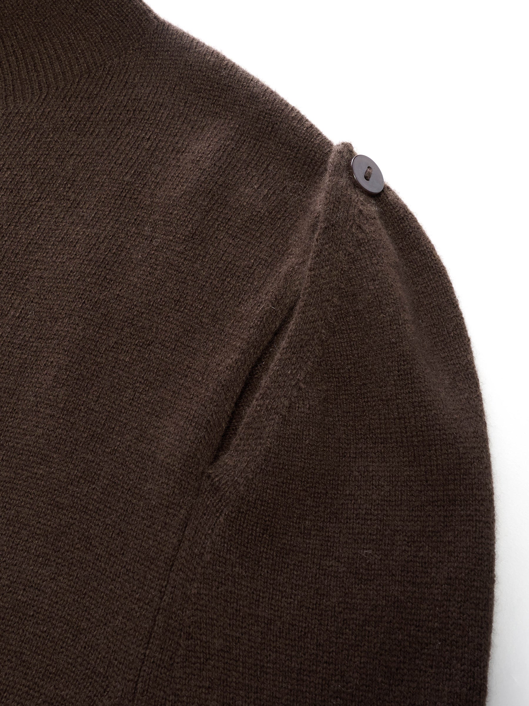 Wool Mock Neck Button-Shoulder Maxi Dress