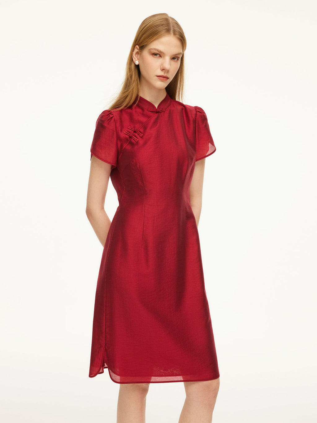 Tencel Qipao Mini Dress
