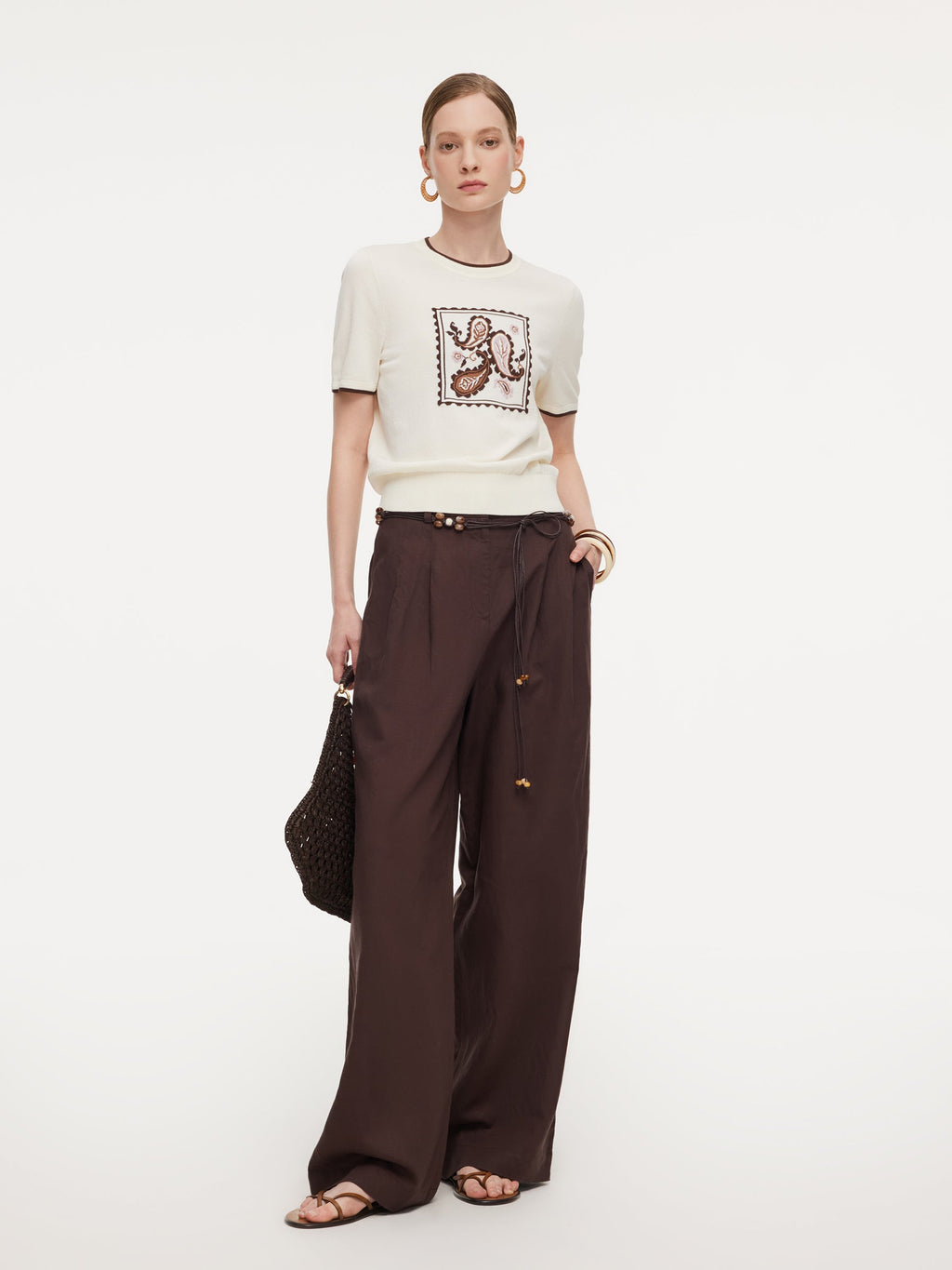 Lyocell Blend Stamp Print Knit Top