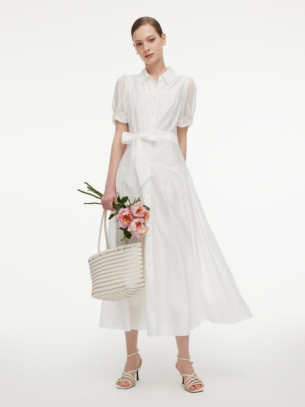 High-Waist A-Line Shirt Dress