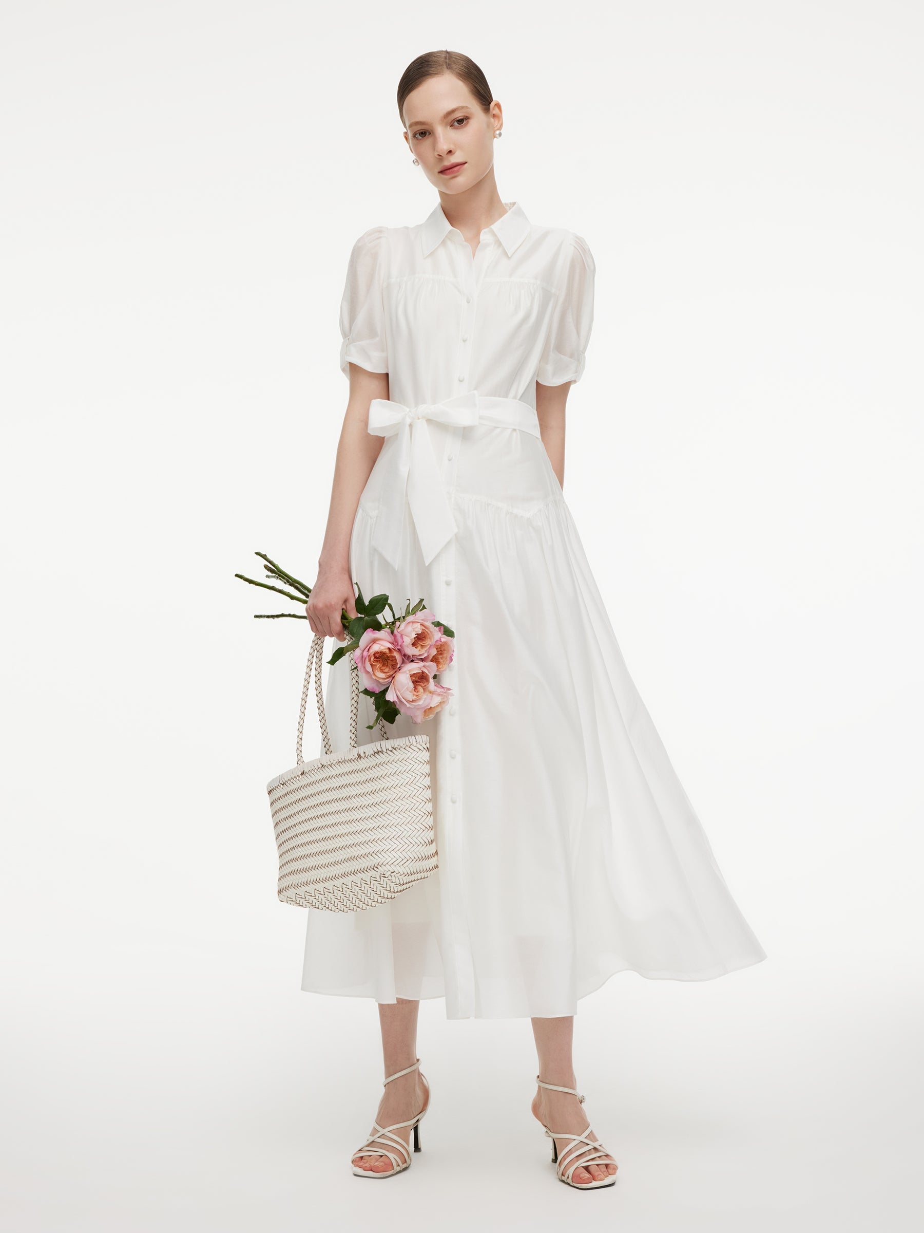 High-Waist A-Line Shirt Dress