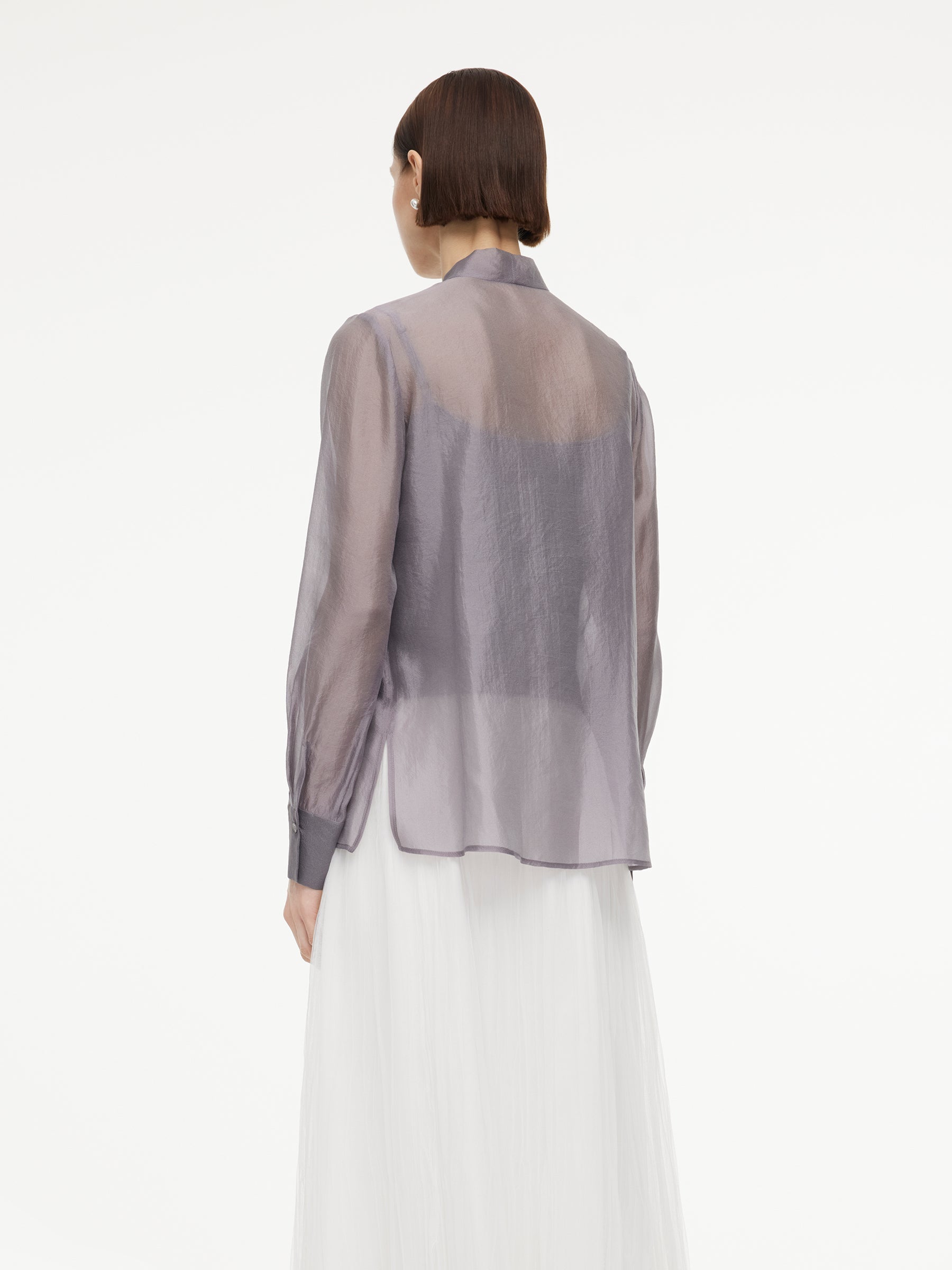 Asymmetrical Ruffle Tie-Neck
