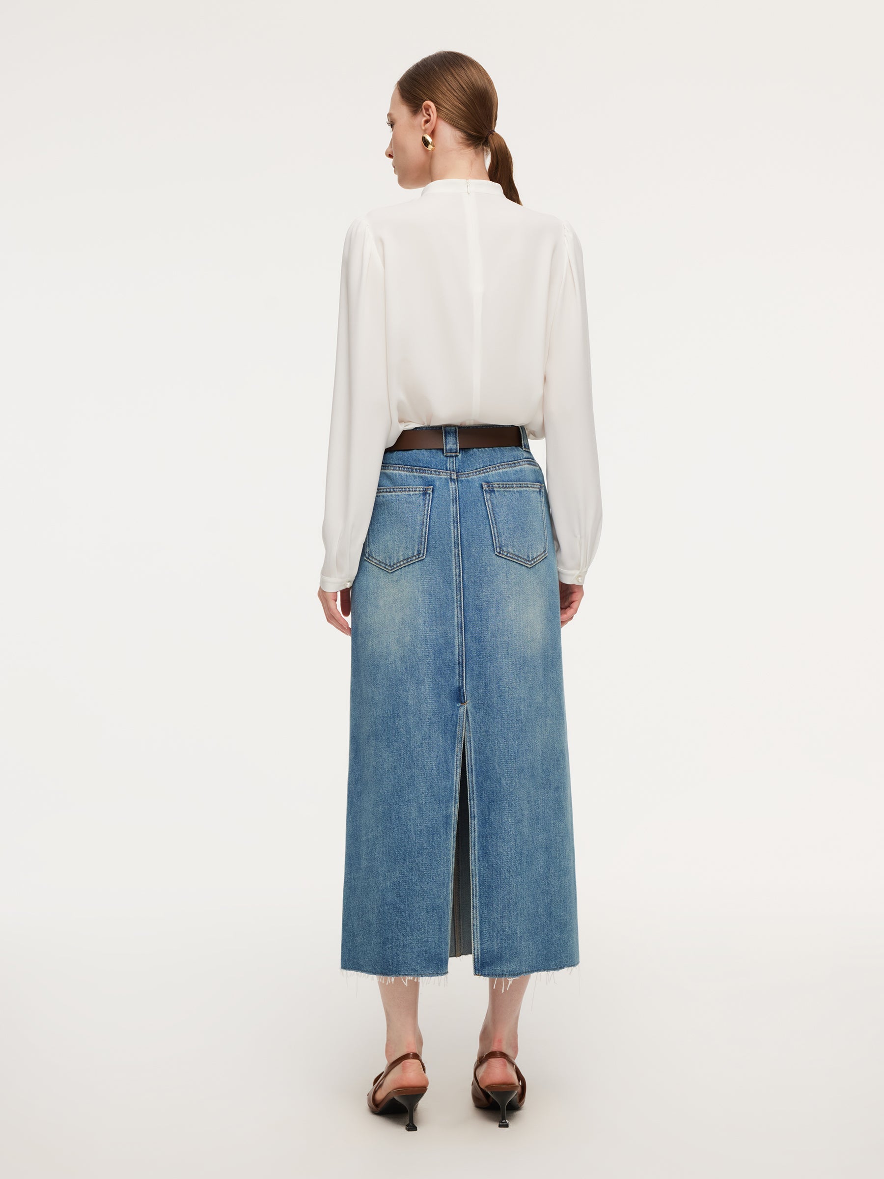 Lyocell-Cotton Denim Skirt