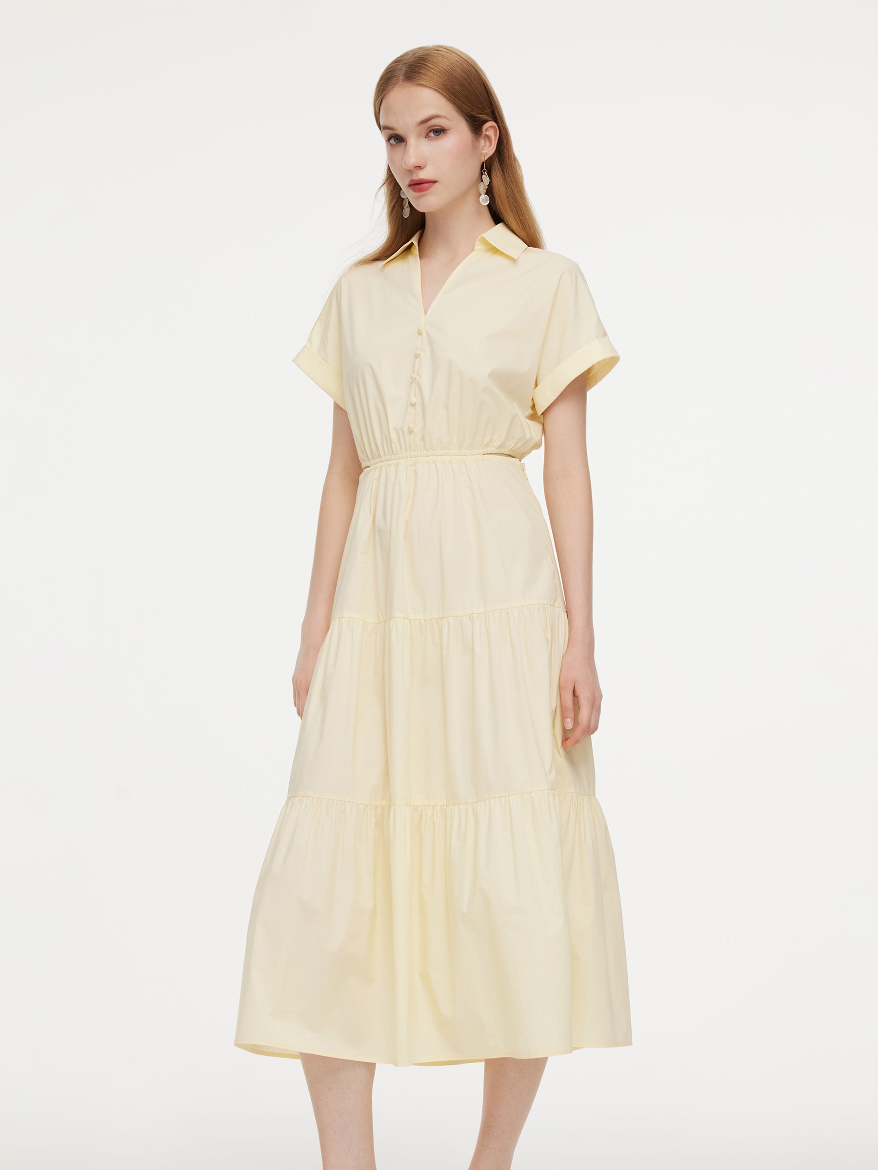 Cotton V-Neck Shirt Dress