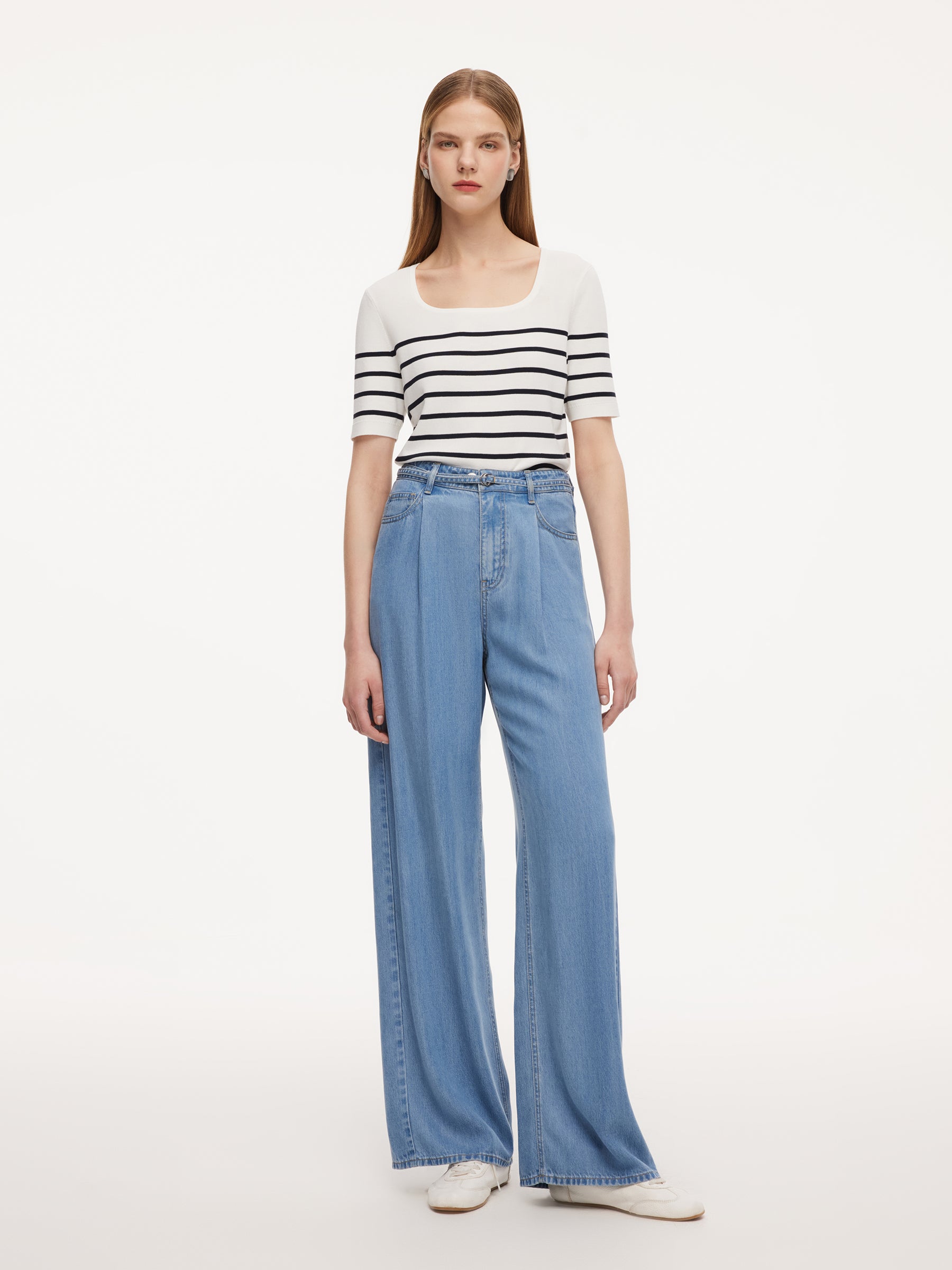 Front-Pleat Summer Denim