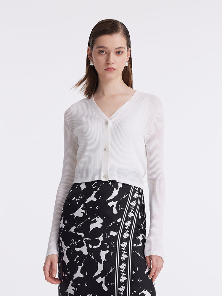 Tencel-Silk V-Neck Cardigan