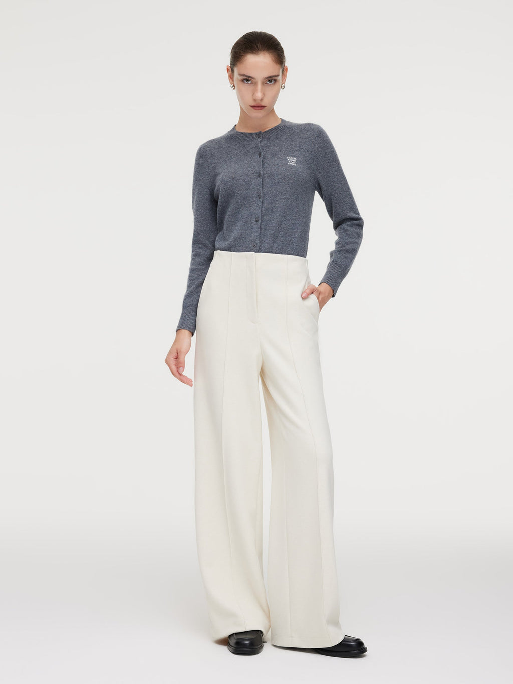 High-Waisted Wide-Knit Pants