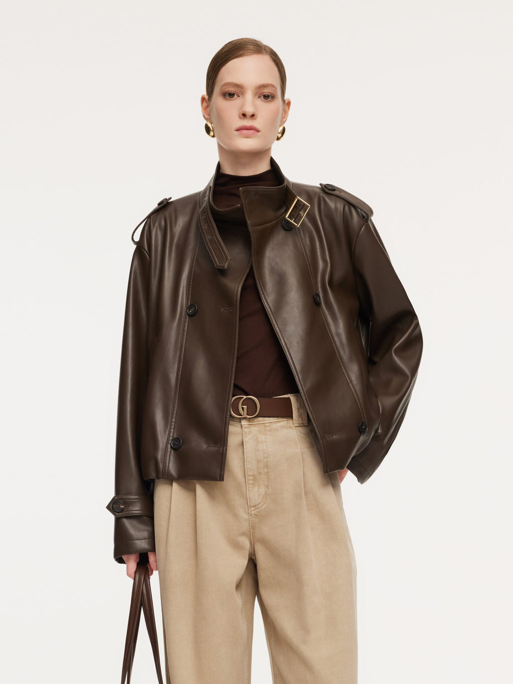Tencel Mock Neck Ruched Top