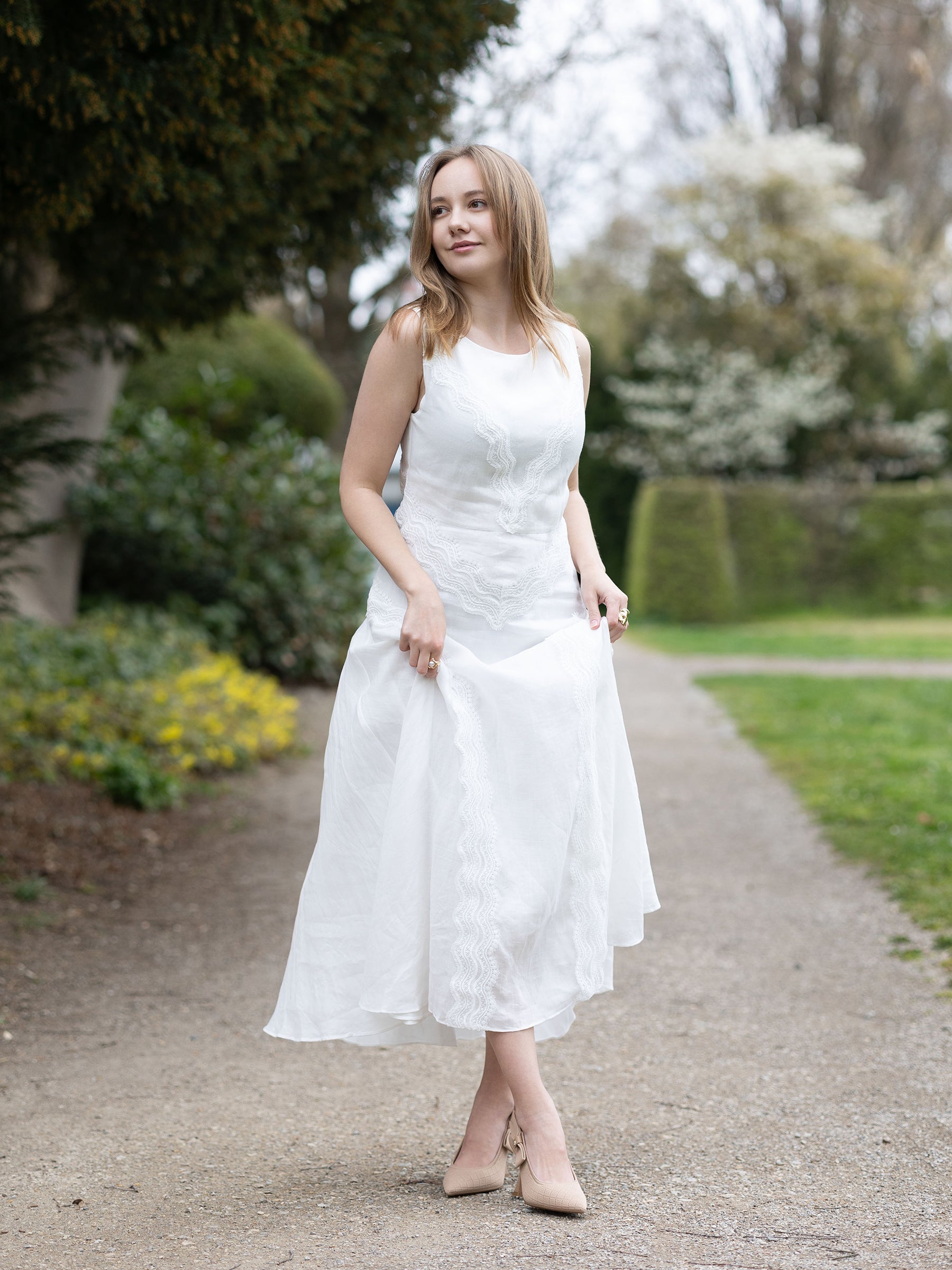 Ramie Lace A-Line Maxi Dress