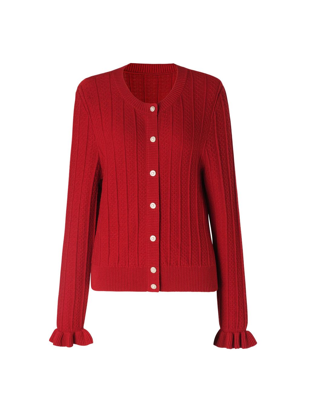 Tencel Wool Ruffle Cuff Cardigan
