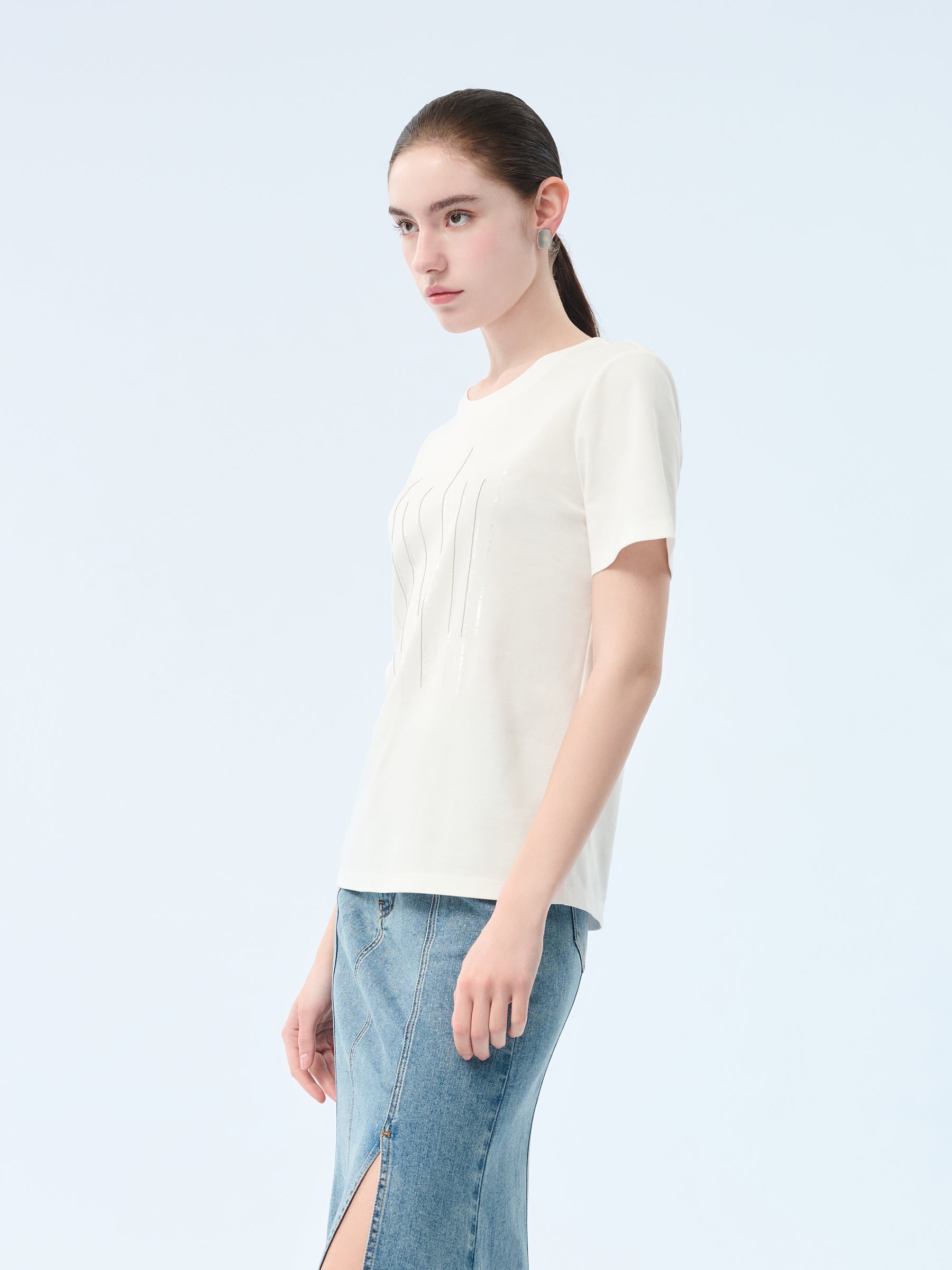 Pearl-Luster Cotton Crew
