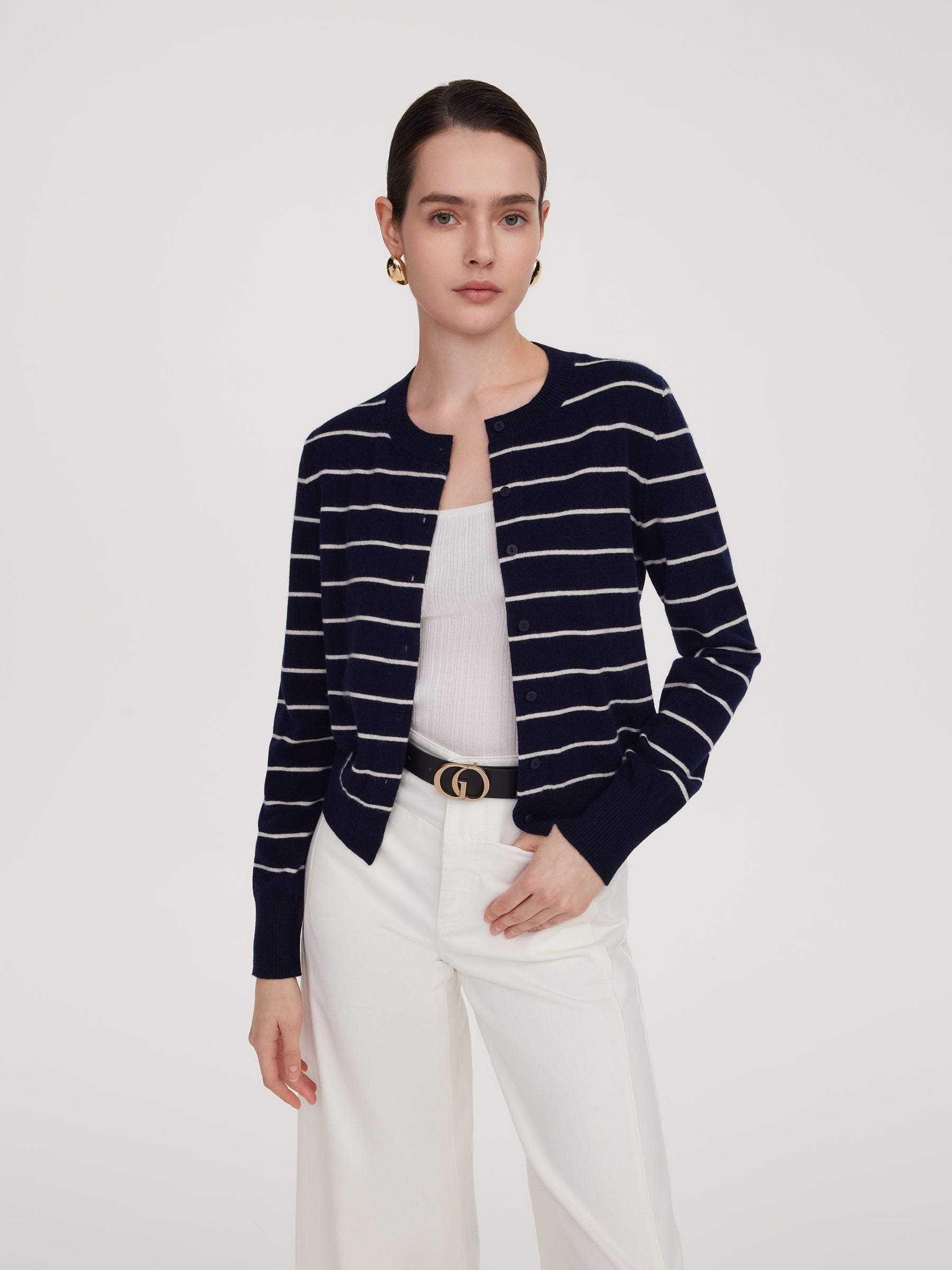 100% Wool Stripe Cardigan