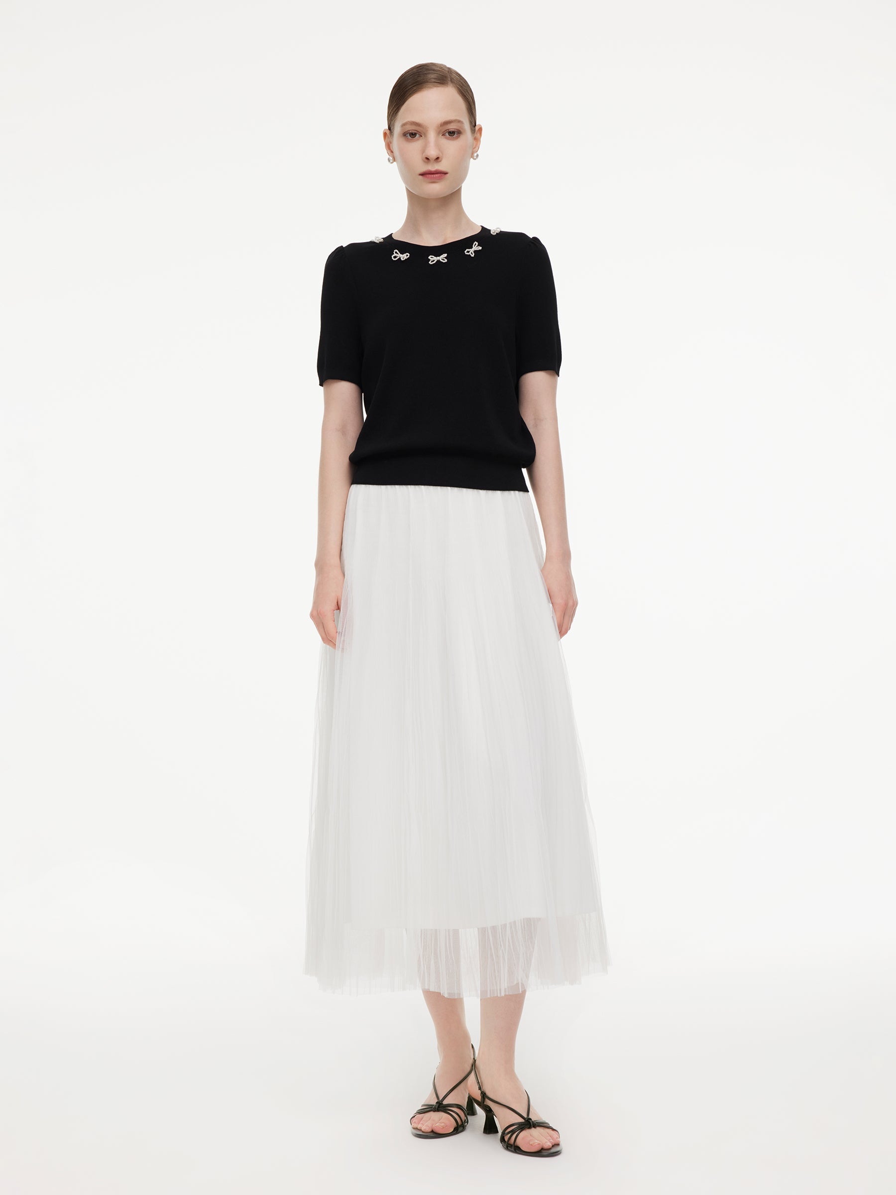 Beaded Bow Neckline