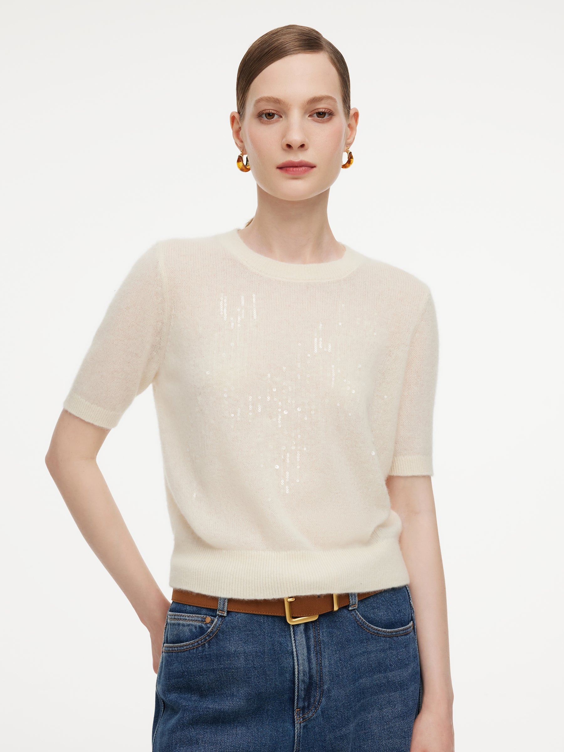 Cashmere Sequin Crew