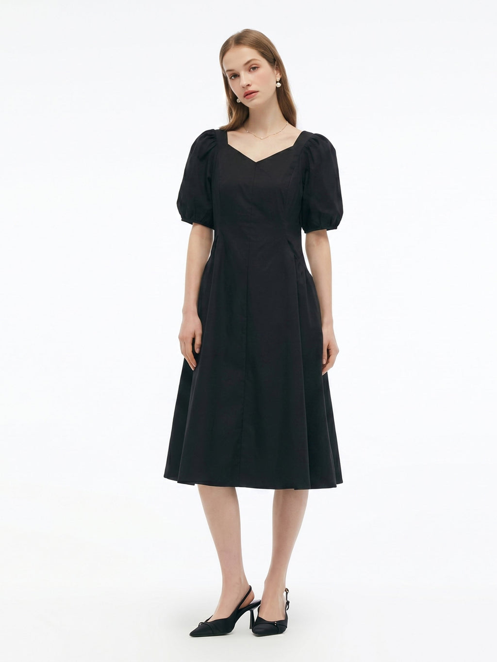 Cotton Blend Sweetheart Dress