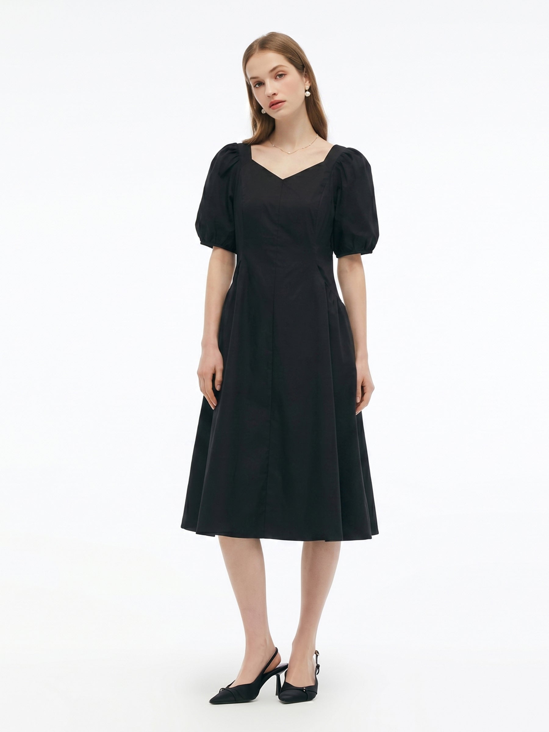 Cotton Blend Sweetheart Dress