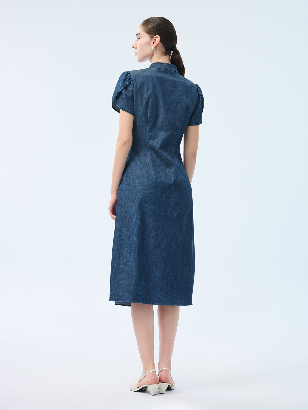 Frog Button Tulip Sleeve Dress