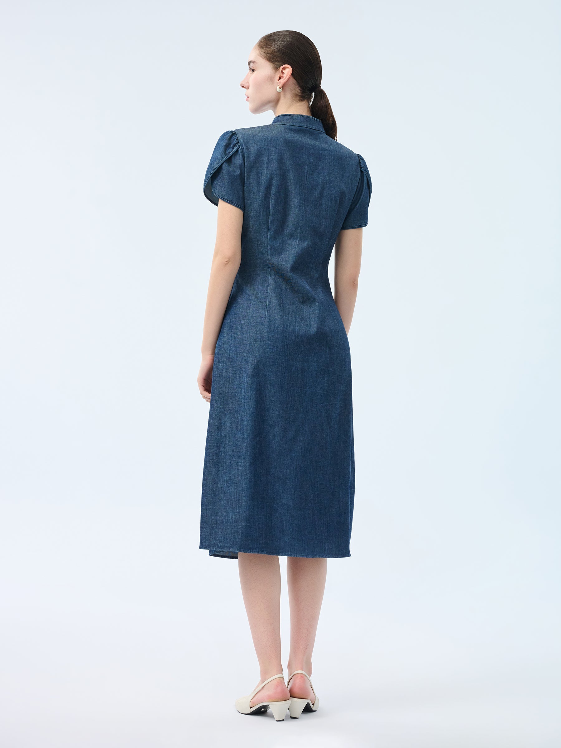 Frog Button Tulip Sleeve Dress