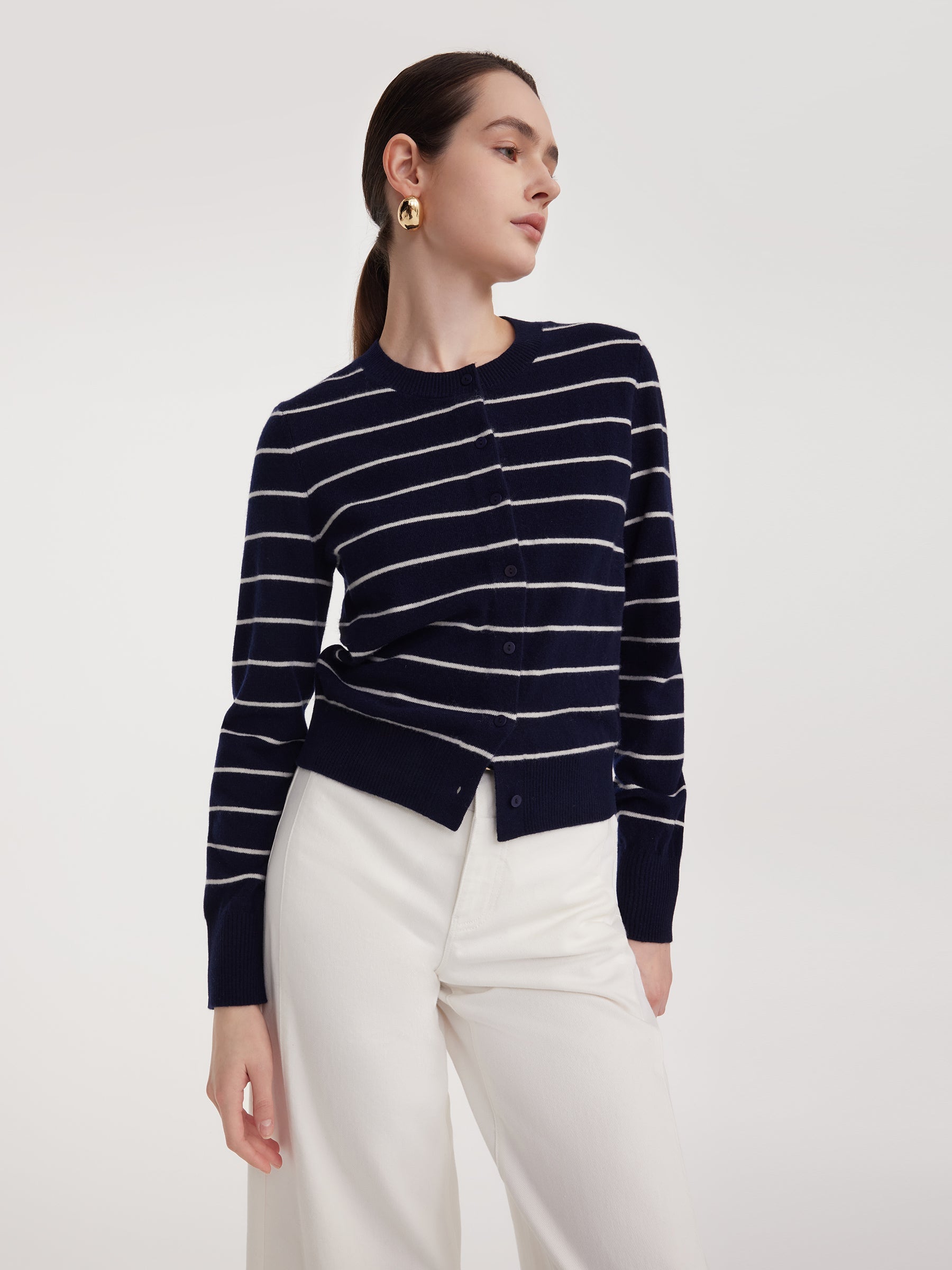 100% Wool Stripe Cardigan