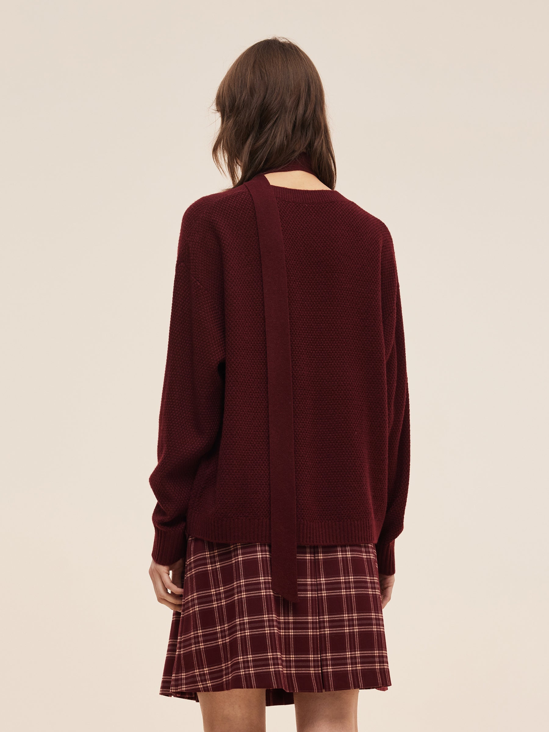 Wool Blend V-Neck Knit Top