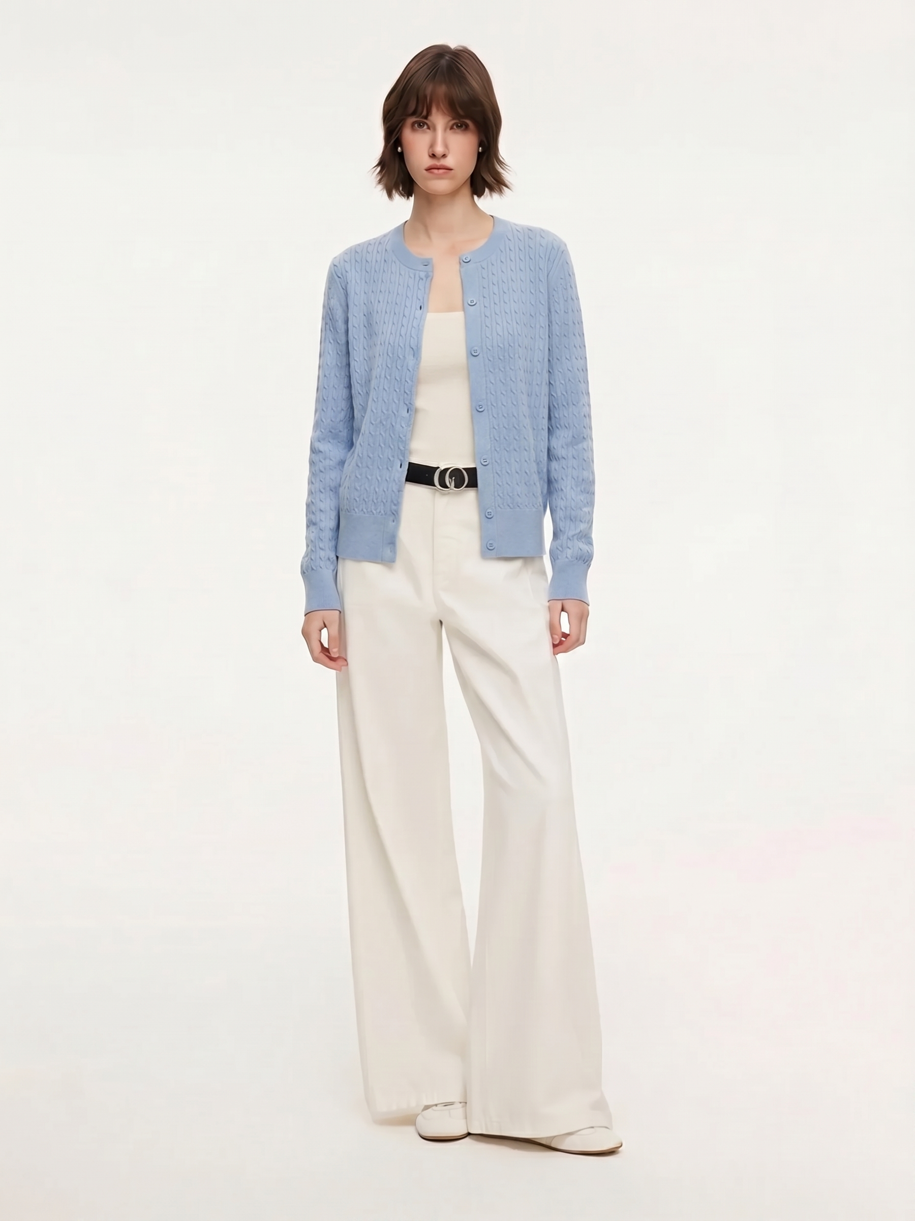 100% Cotton Cable Crew Cardigan