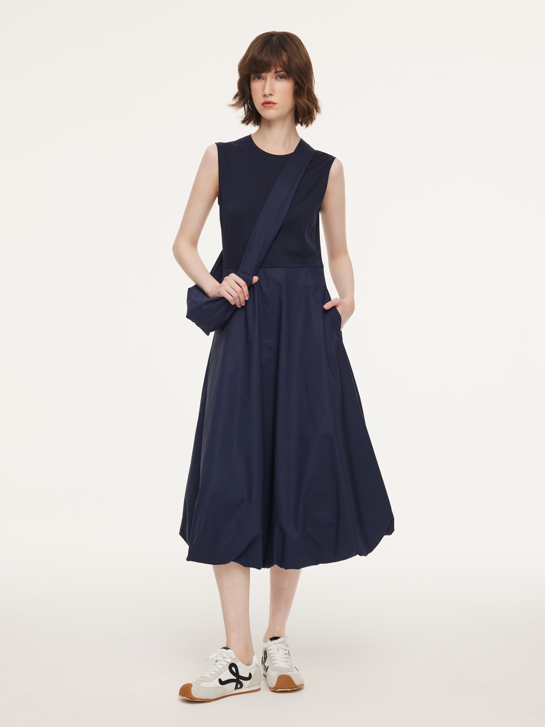 Dark Navy Bubble Hem Dress
