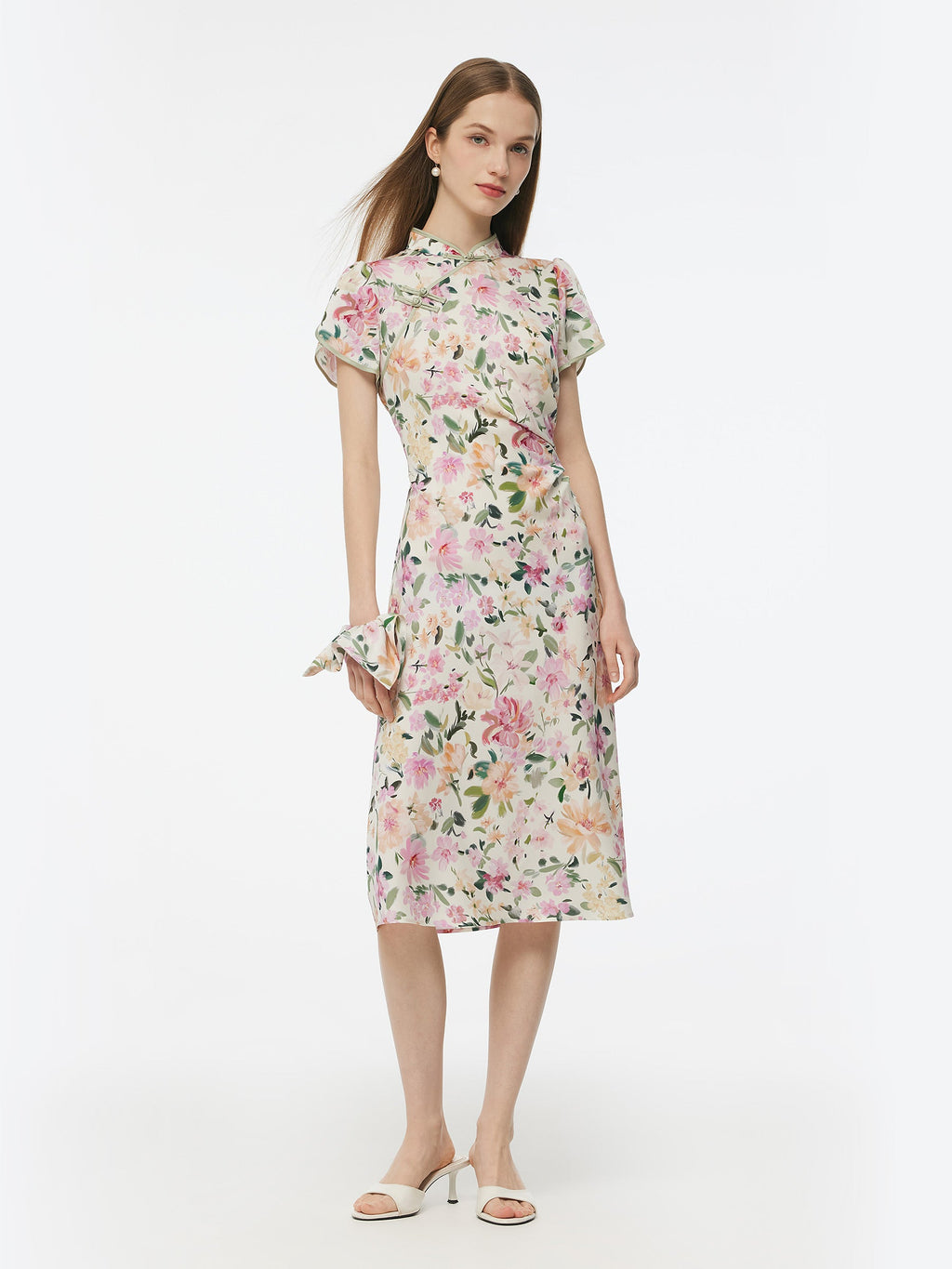 Mulberry Silk Floral Qipao Dress
