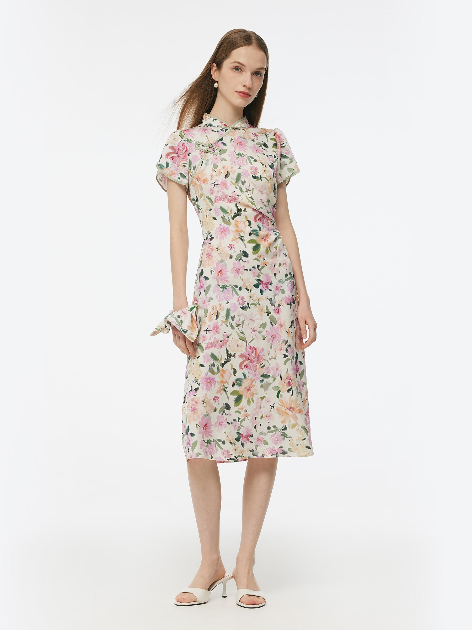 Mulberry Silk Floral Qipao Dress