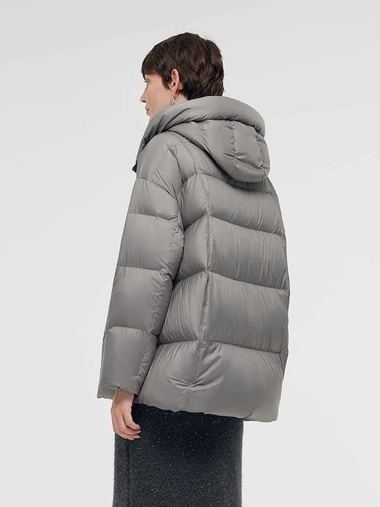 Matte Gray Cocoon Down Jacket