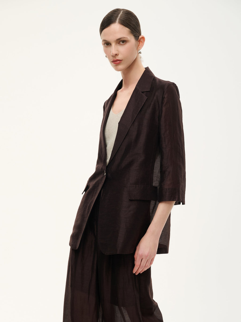 Tencel Linen 3/4 Sleeve Blazer