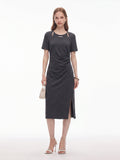 Knit Shoulder-Cutout Midi Dress