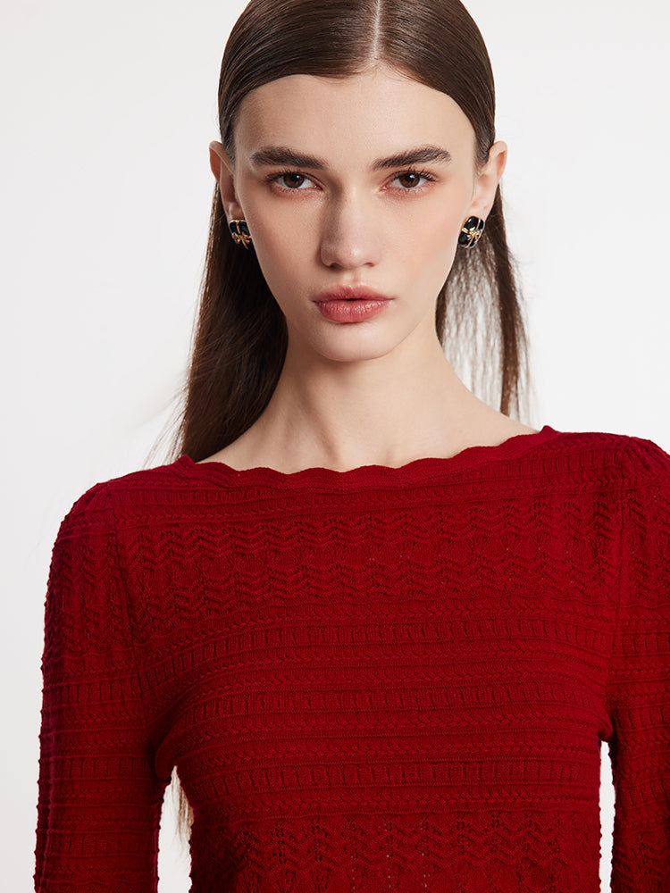 Tencel Wool Wave Collar Sweater