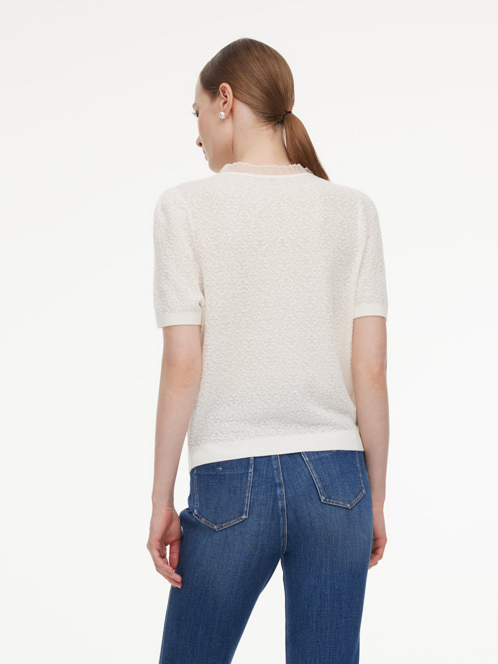 Jacquard Ruffle Knit Top