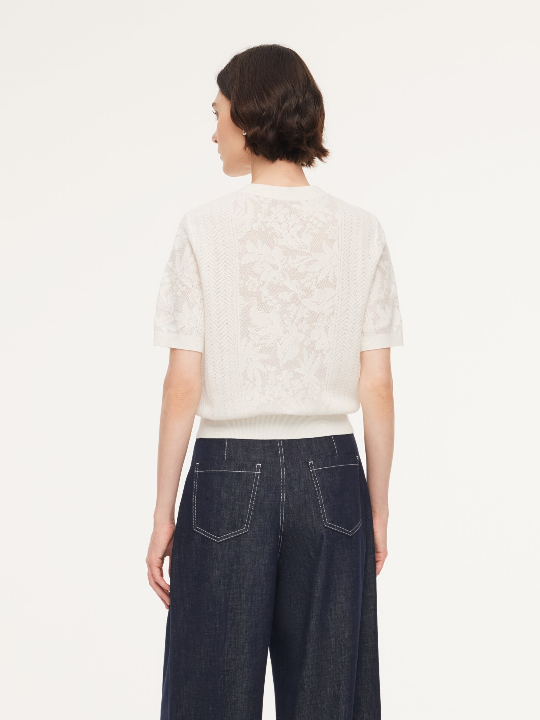 Lace Jacquard Round Neck