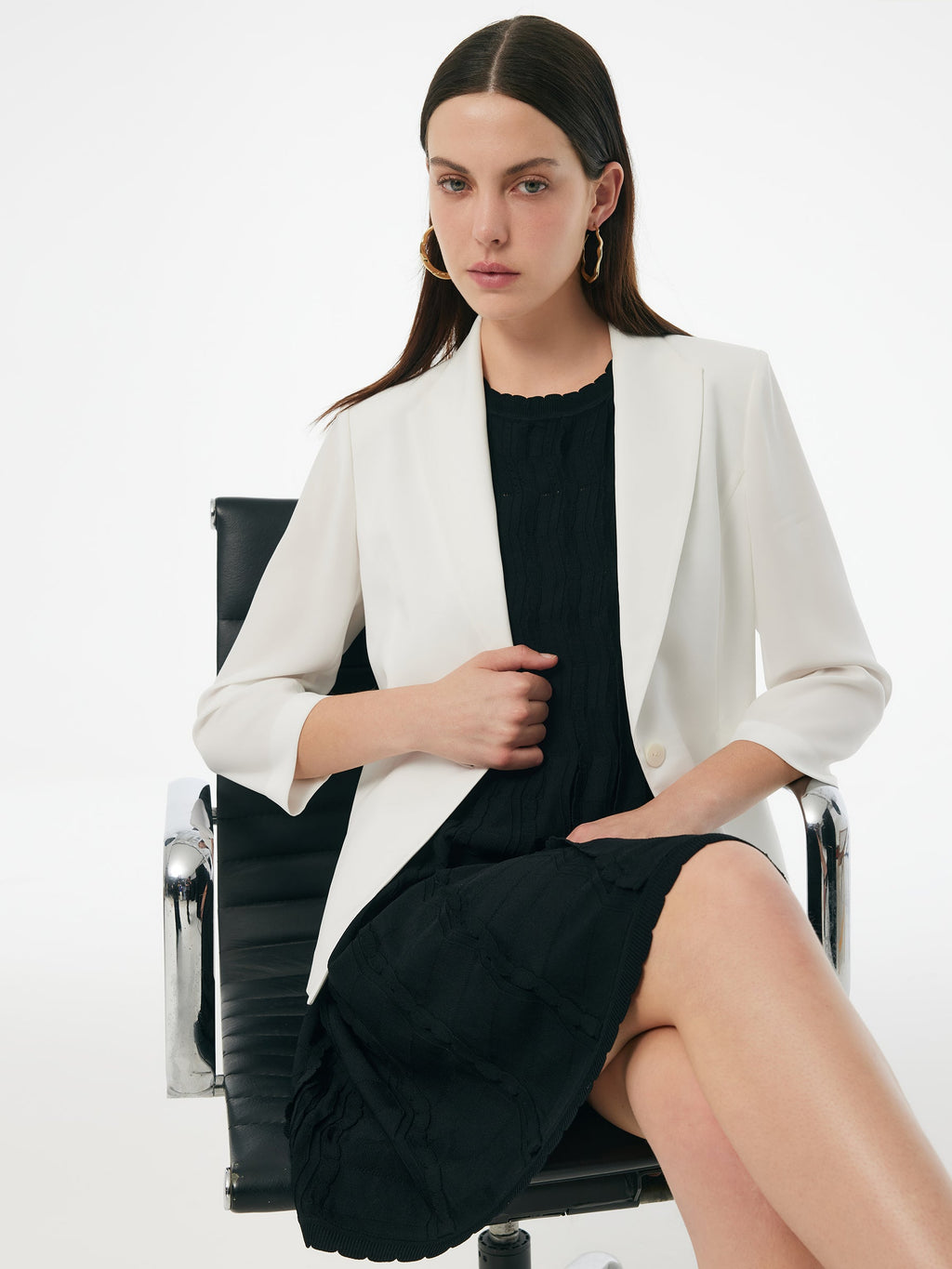 Triacetate Gathered Waist Blazer