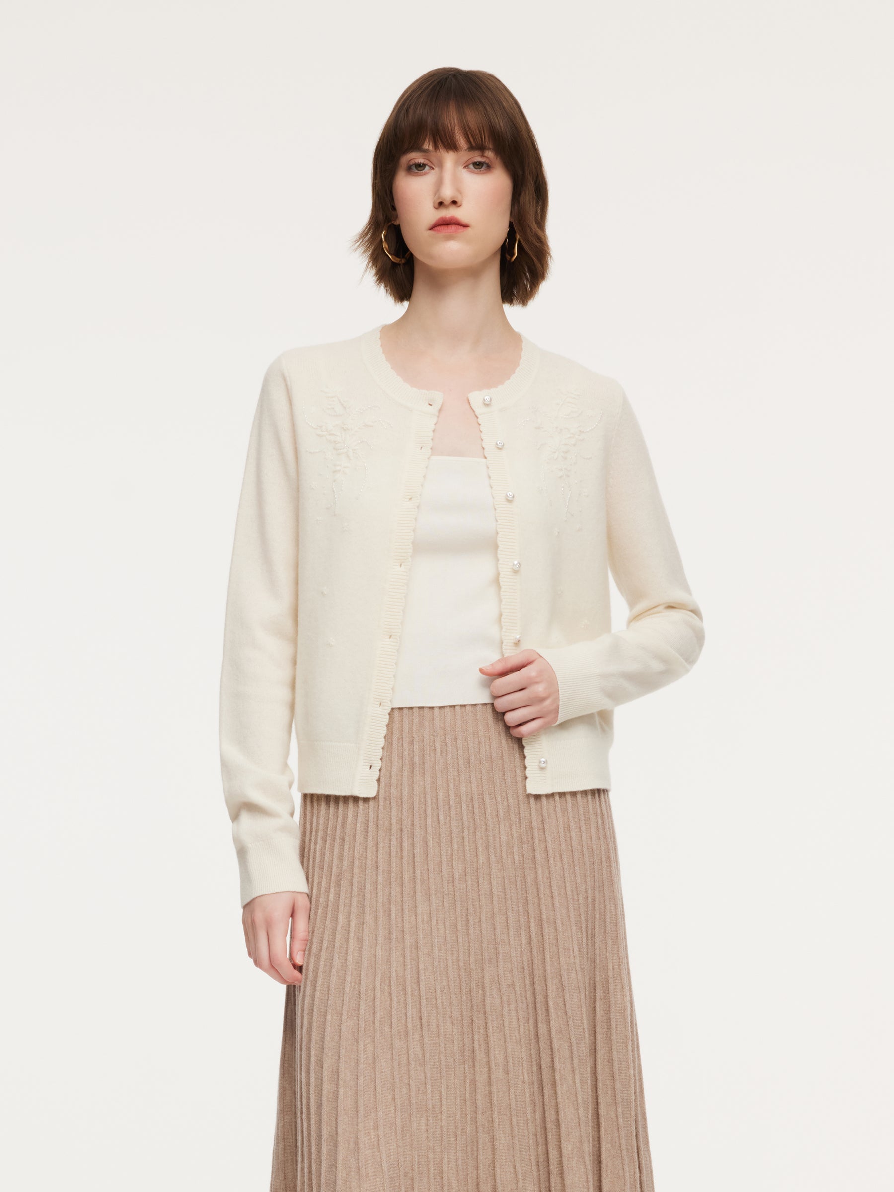 Round Neck Single-Breasted Cardigan